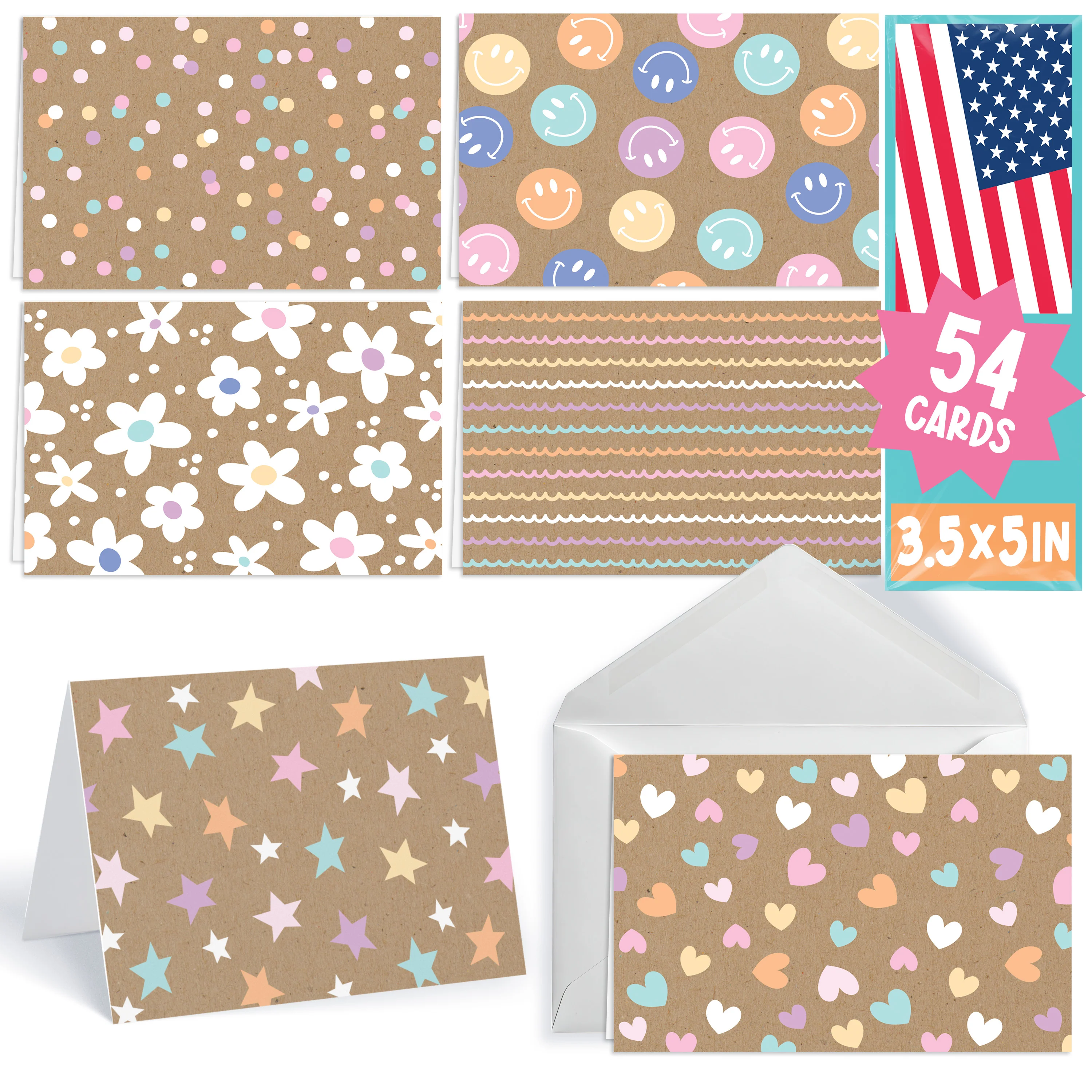 54 Blank Notecards with Envelopes – Bulk Stationery Set, Birthday & Thank You Greeting Cards – Blank Cards for All Occasions