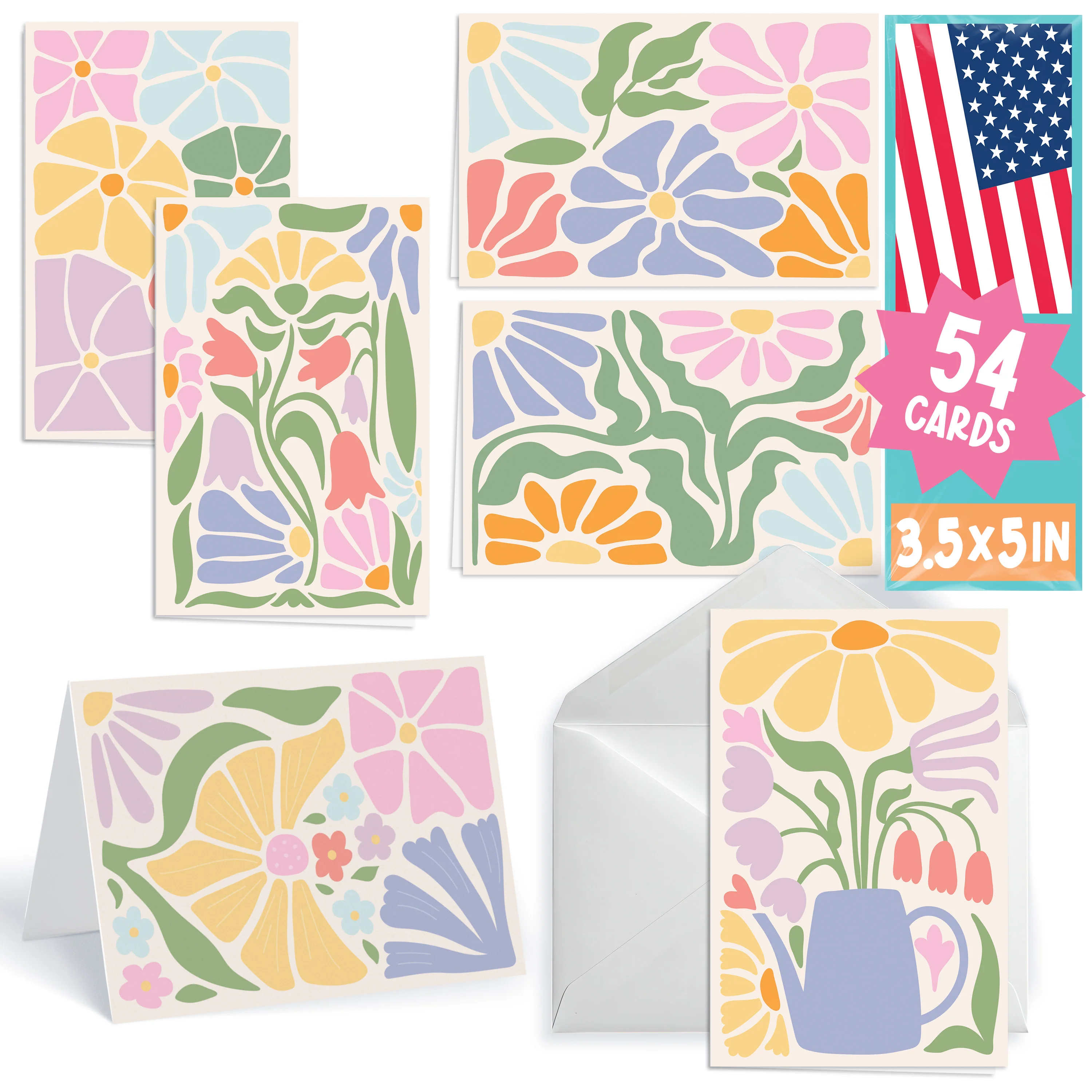 54 Blank Notecards with Envelopes – Bulk Stationery Set, Birthday & Thank You Greeting Cards – Blank Cards for All Occasions
