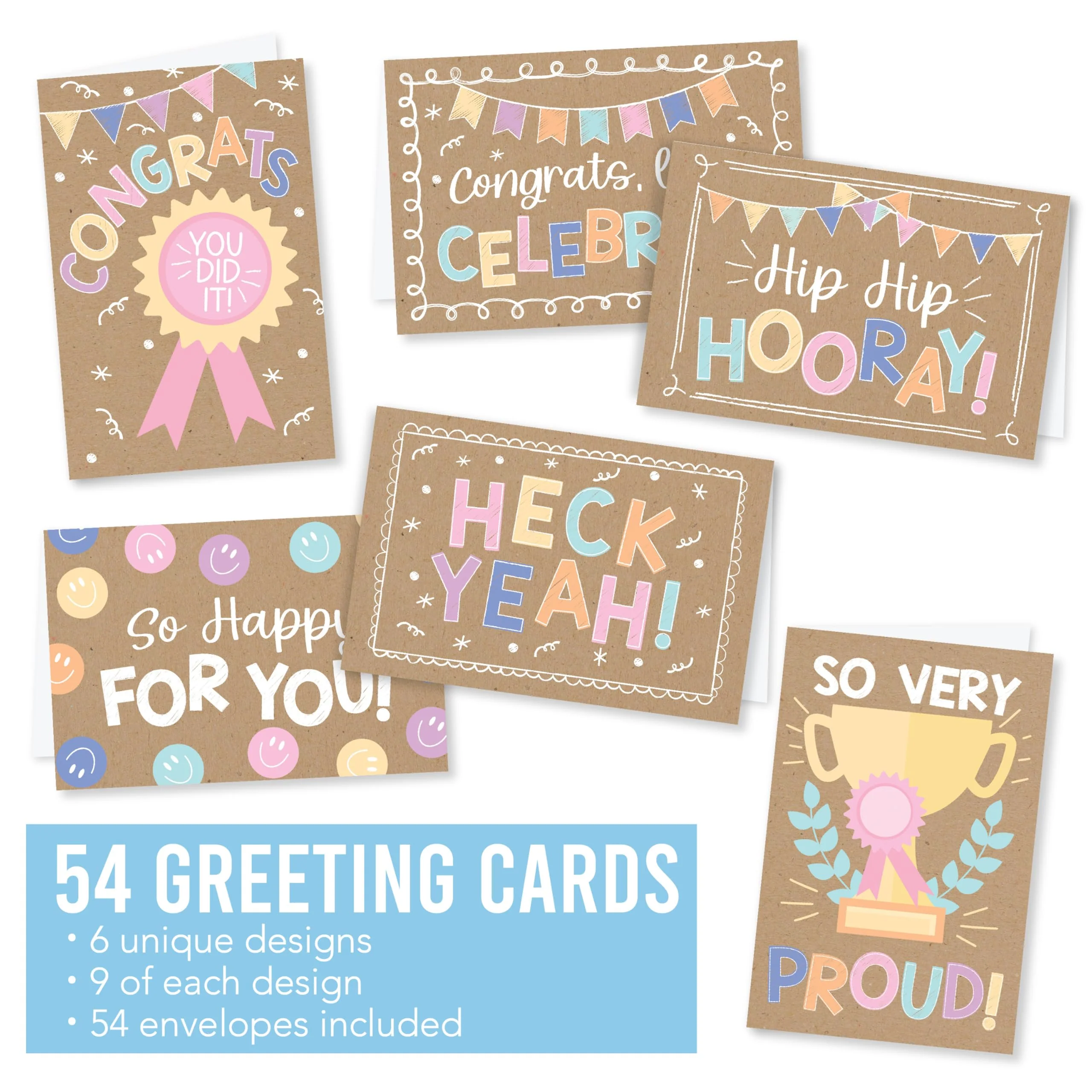 54 Graduation Cards with Envelopes – Congrats Cards for 2026 Grads – Blank Notecards for Kindergarten, Middle School & College - Image 3