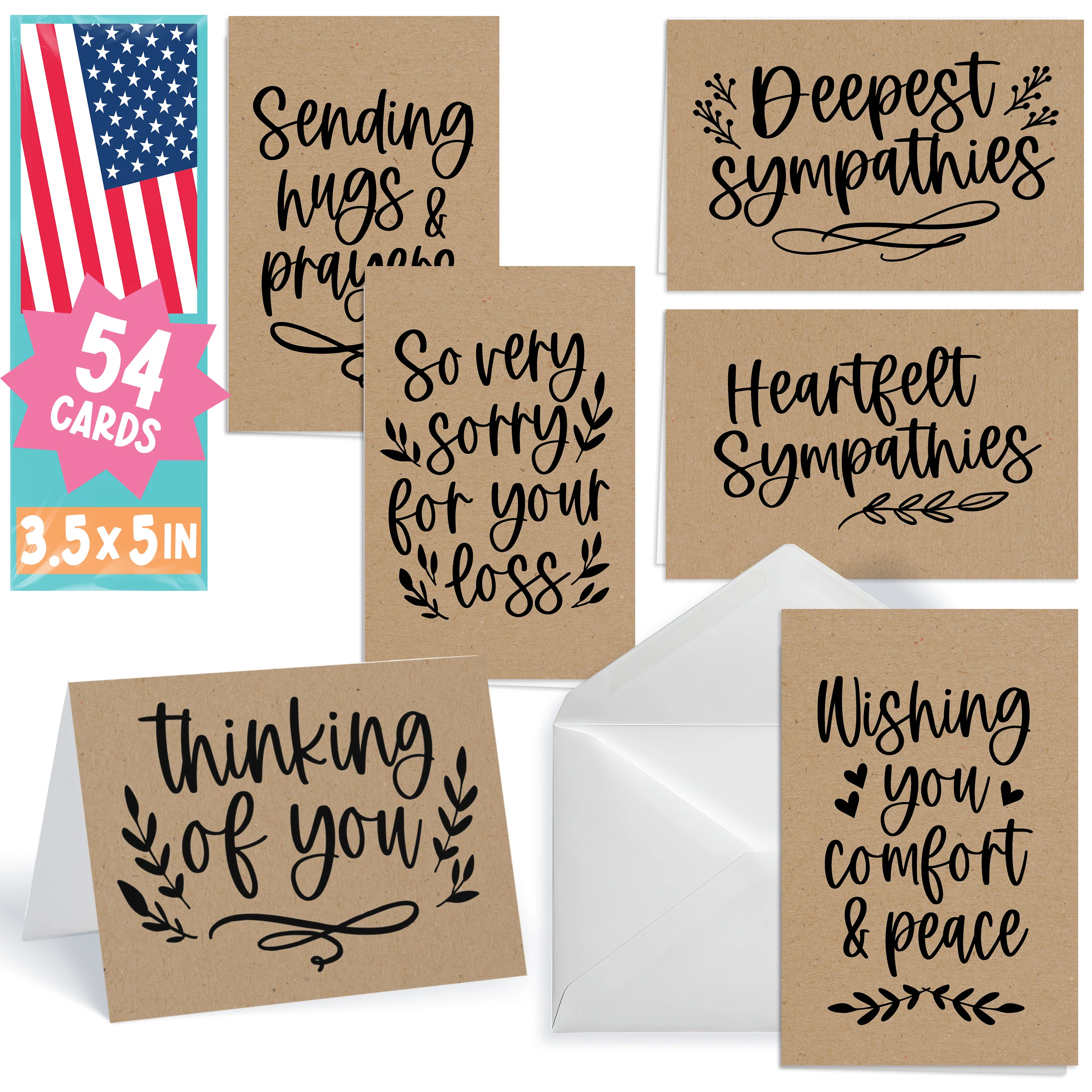 54 Sympathy Cards for Loss – Blank Condolence & 'I'm Sorry for Your Loss' Cards with Envelopes – Heartfelt Bereavement Cards Bulk