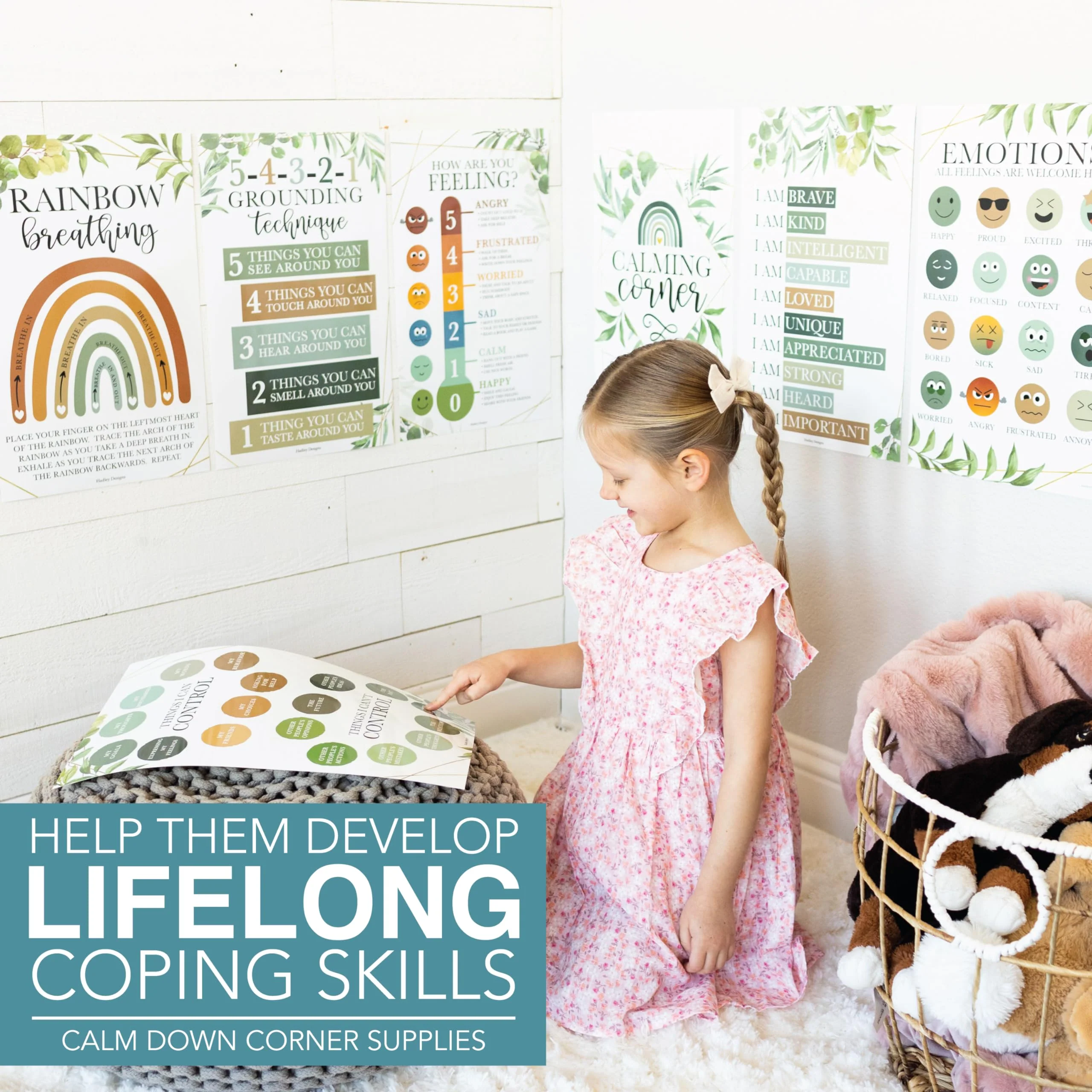 8 Calming Corner Classroom Posters - Preschool Decorations, Feelings & Emotions Charts for Kids - Image 9