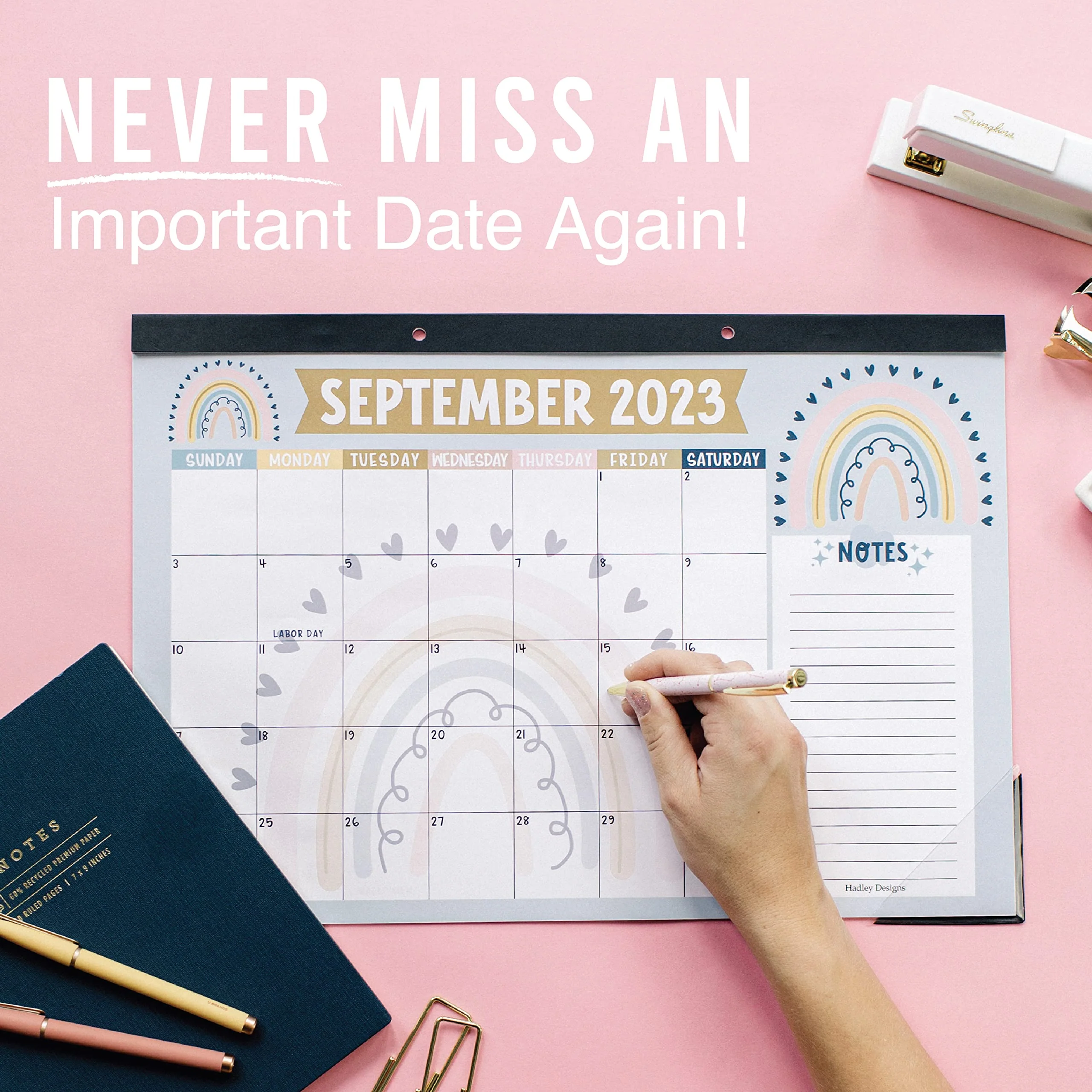 Boho Large Desk Calendar 2023-2024 Calendar Desk Pad - 18 Month Calendar For Desk Calendars 2023-2024, 2023 Desk Planner 2023 Desk Calendar 11x17, Large Calendar 2023-2024 For Wall Calender 2023 - Image 8