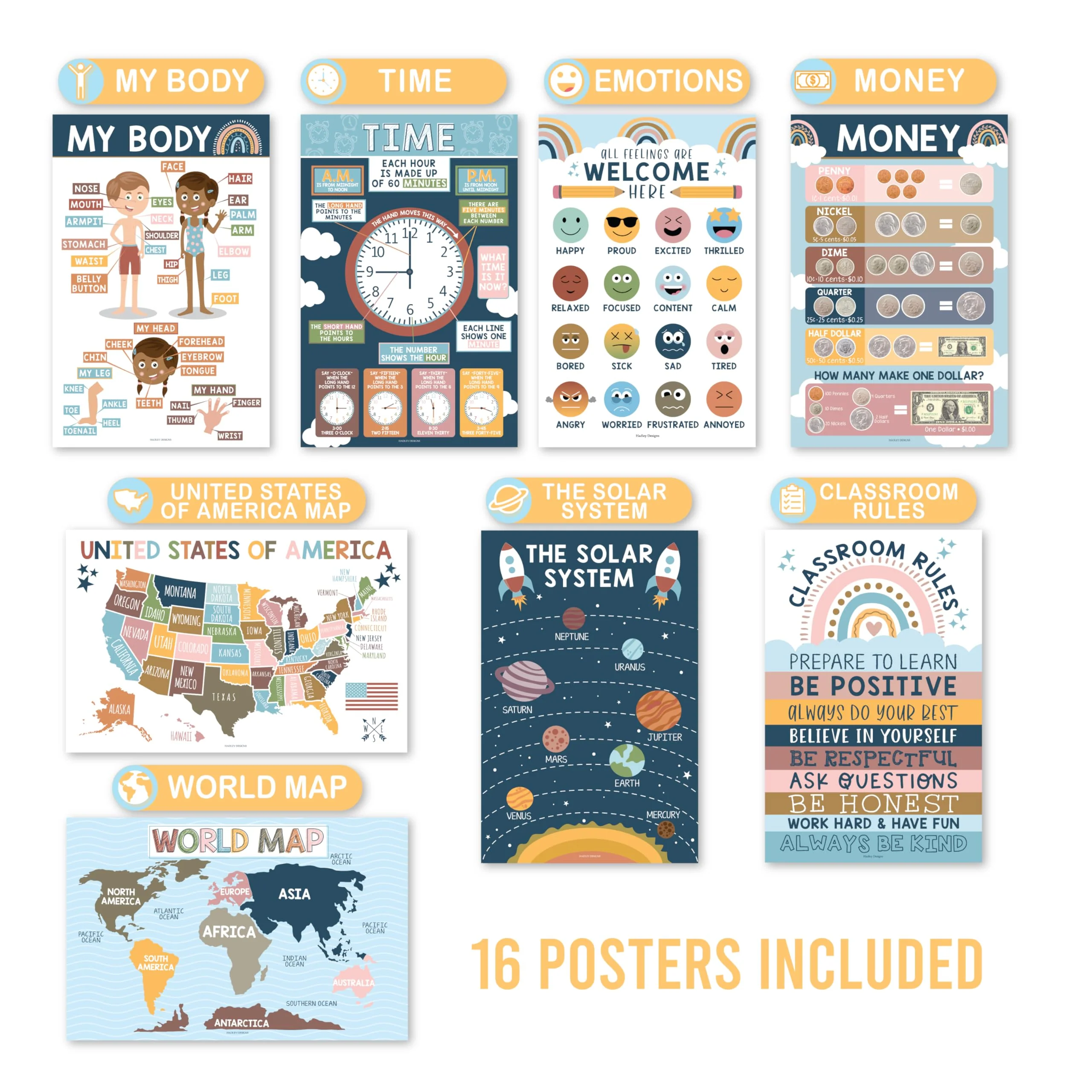PreK Early Learning Kit: Boho 16 Poster Pack - Image 5