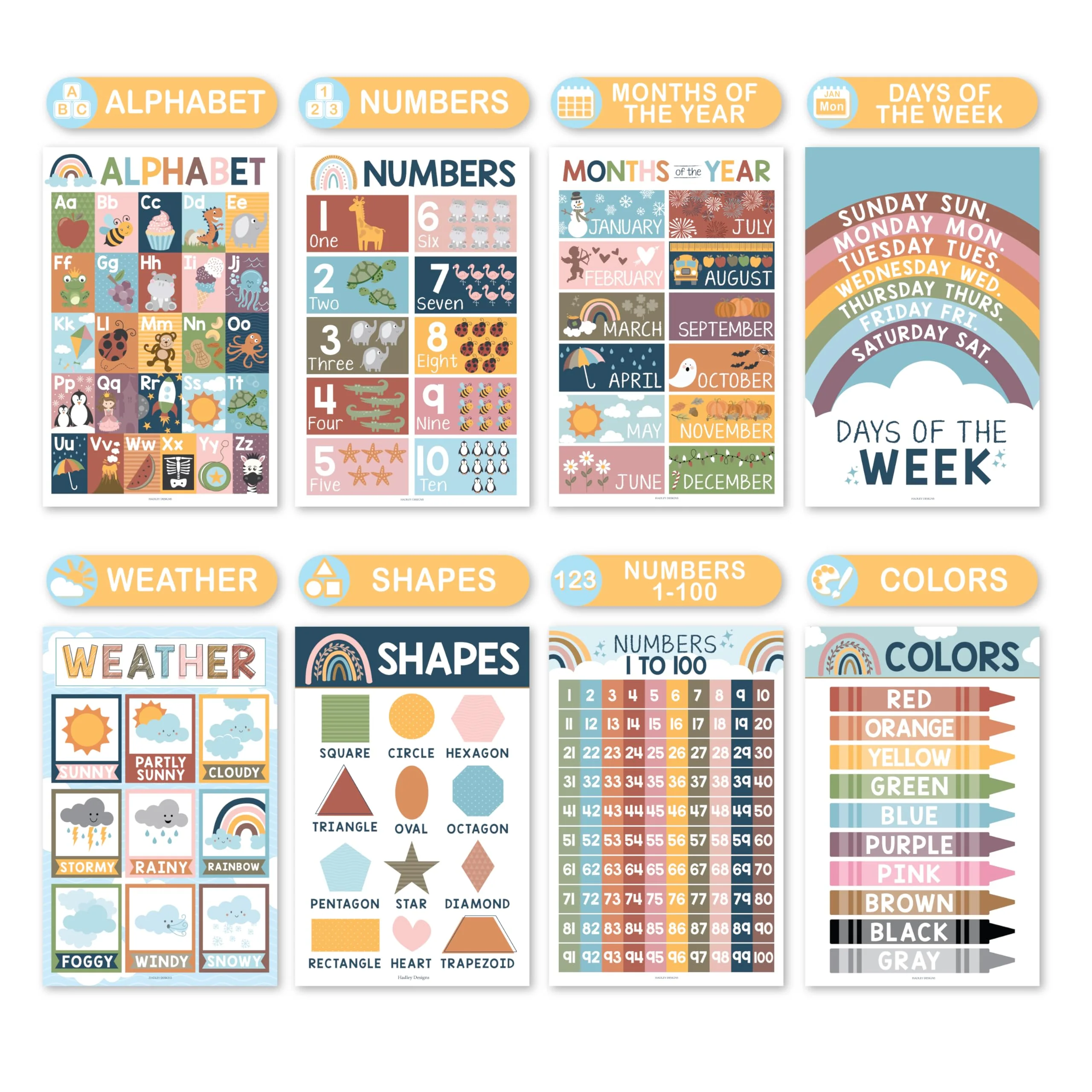 PreK Early Learning Kit: Boho 16 Poster Pack - Image 6
