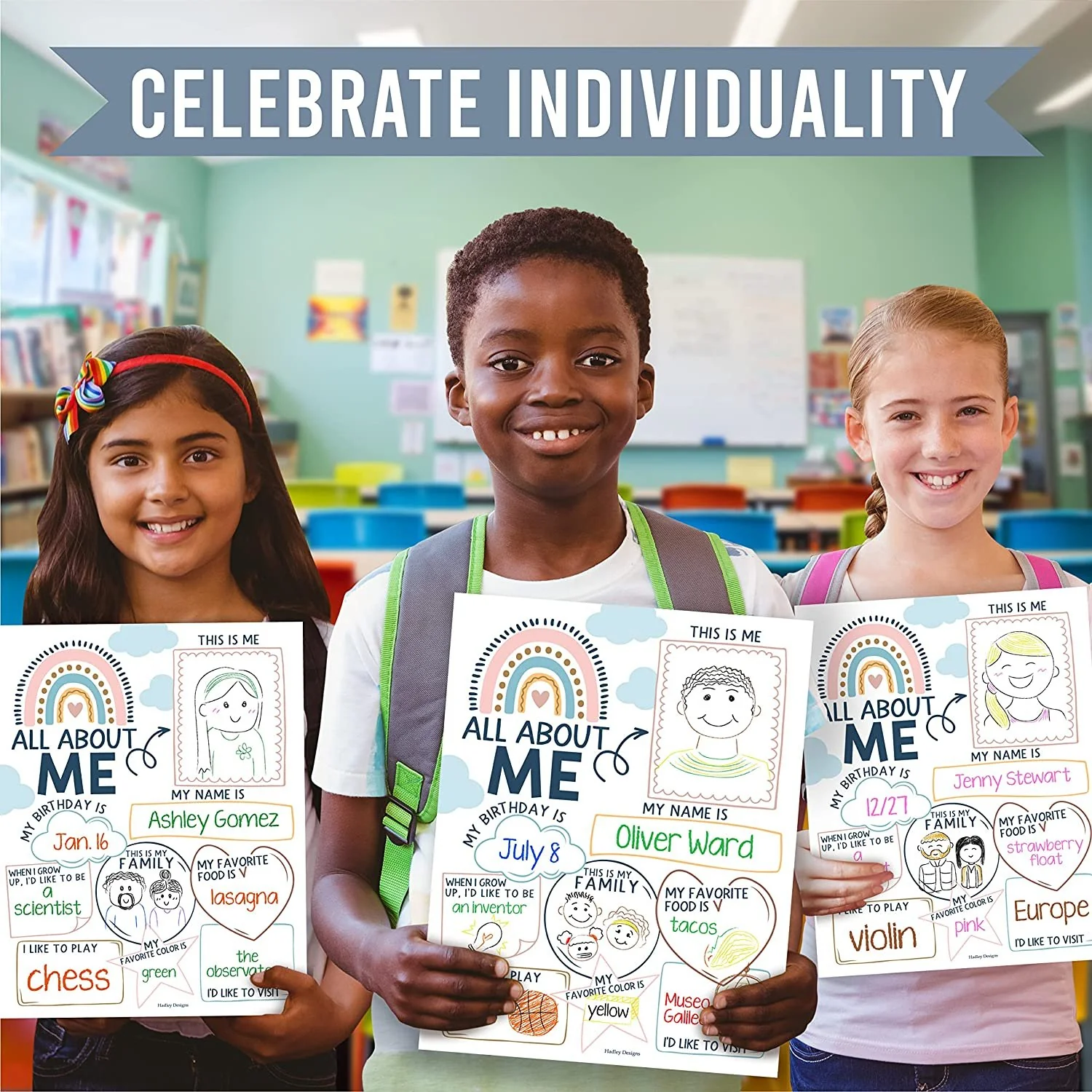 Boho Rainbow All About Me Posters - Image 9
