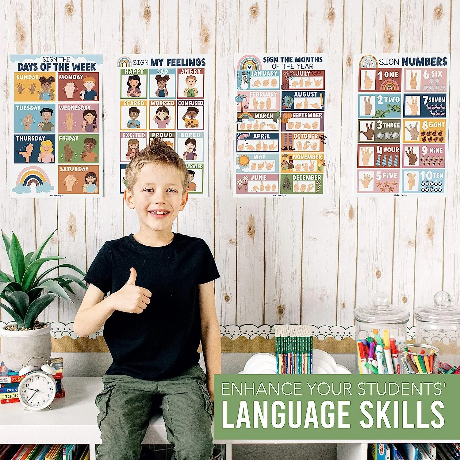 ASL Sign Language Kit: Boho 8 Poster Set - Image 7