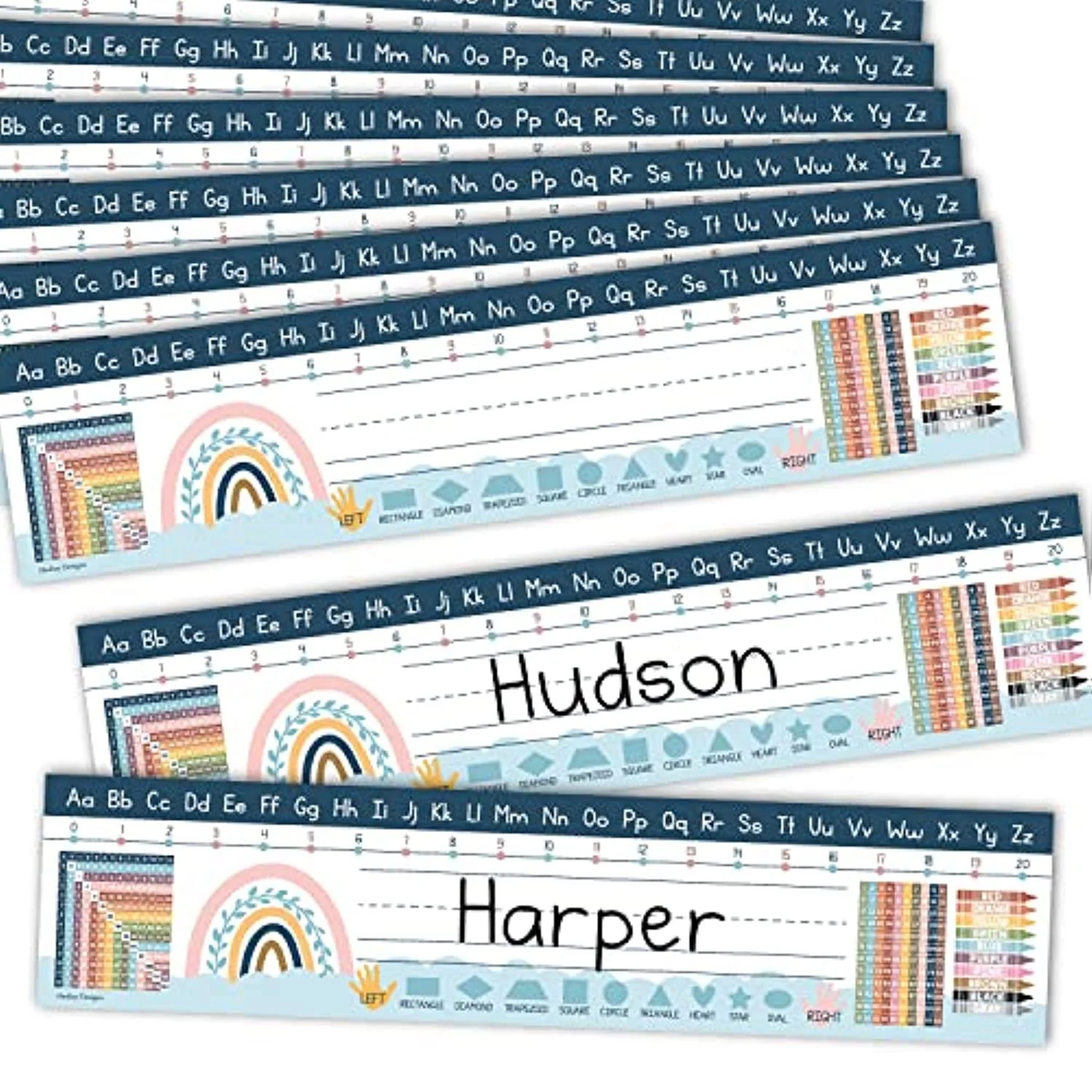 Classroom Name Plates, Boho Rainbow Pack of 25