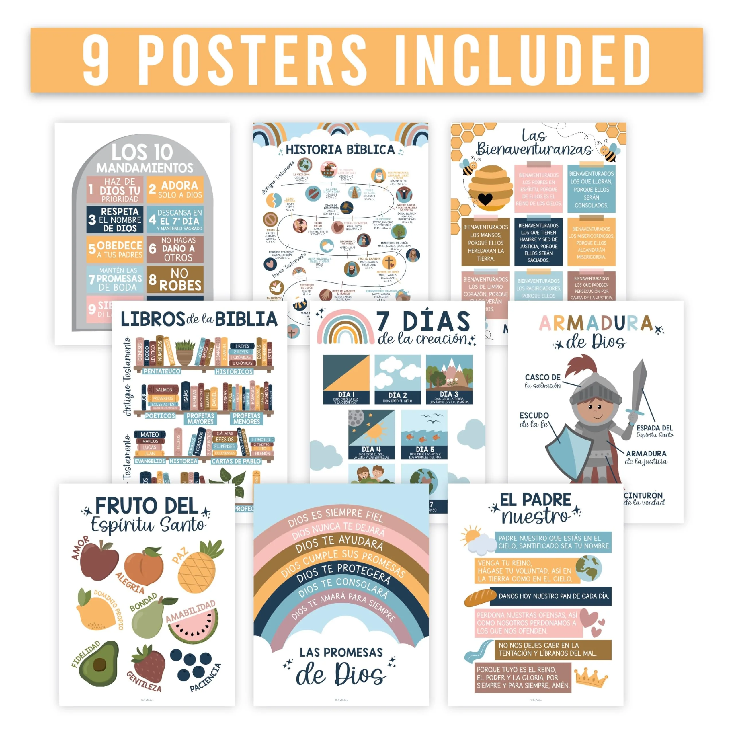 Boho Rainbow Spanish Bible Posters