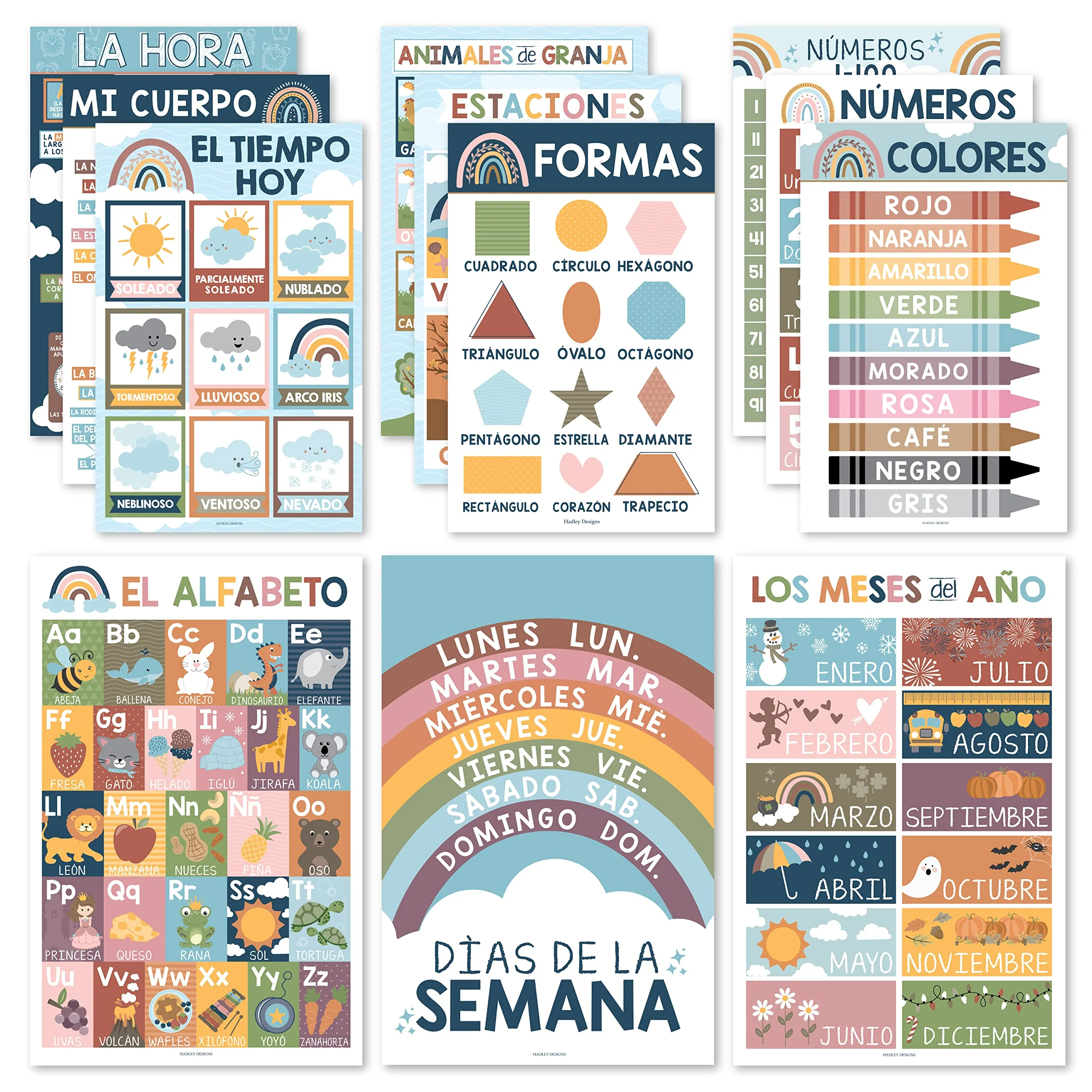 Boho Rainbow  Spanish Educational Posters