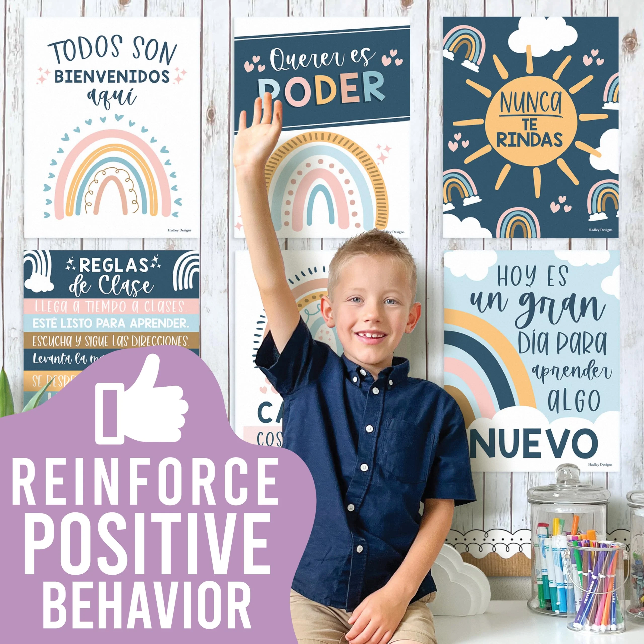Boho Rainbow Spanish Motivational Classroom Posters - Image 2