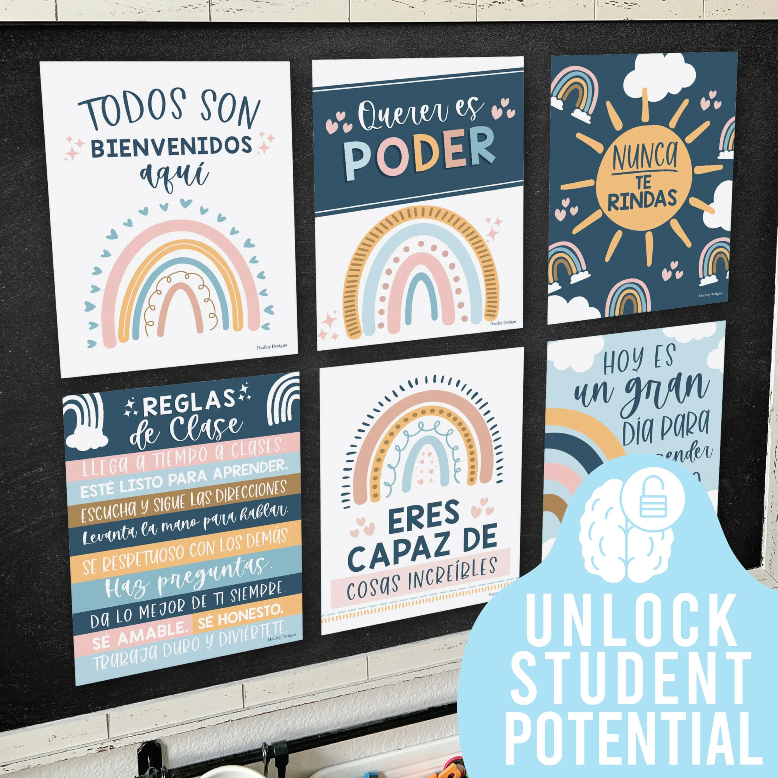 Boho Rainbow Spanish Motivational Classroom Posters - Image 6