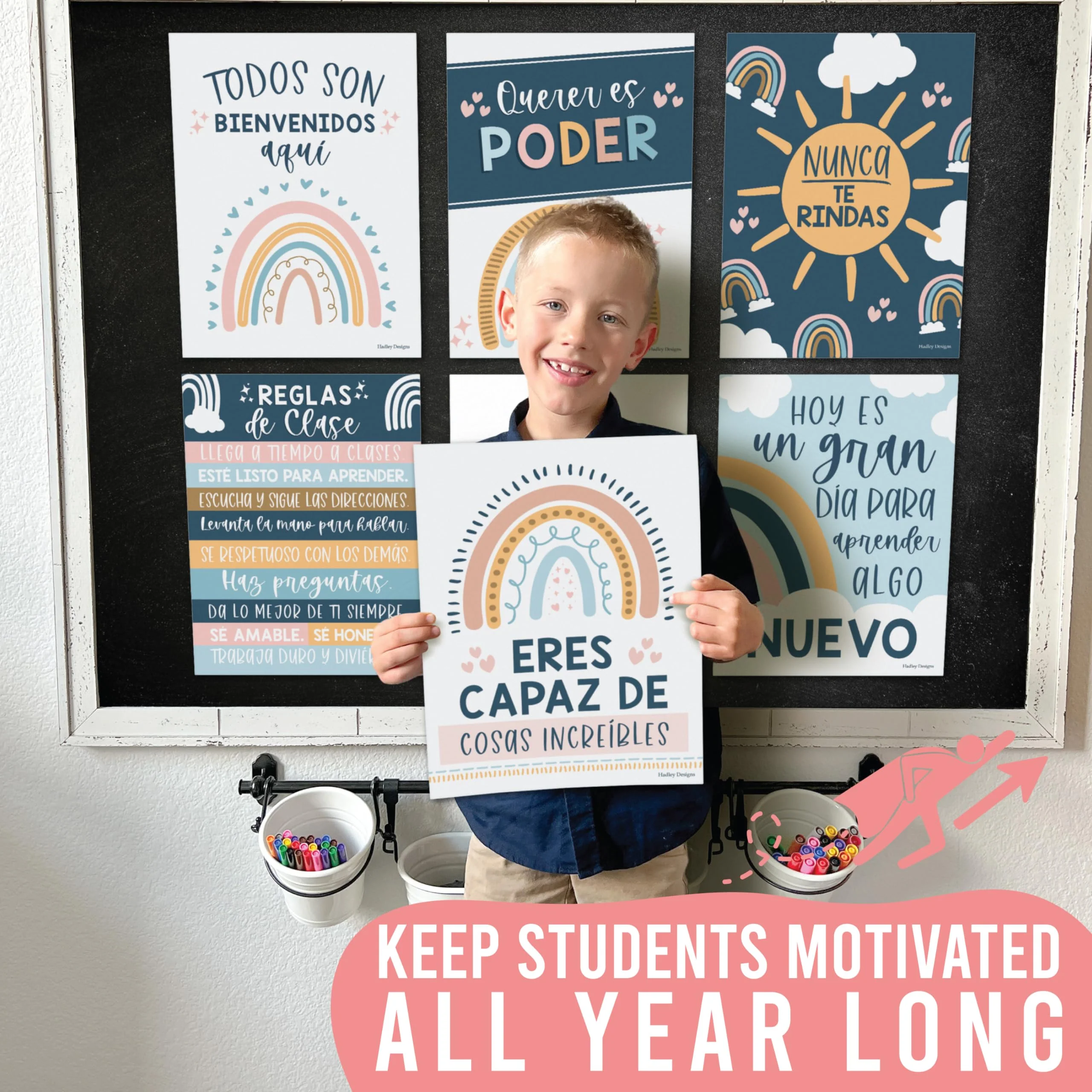 Boho Rainbow Spanish Motivational Classroom Posters - Image 7