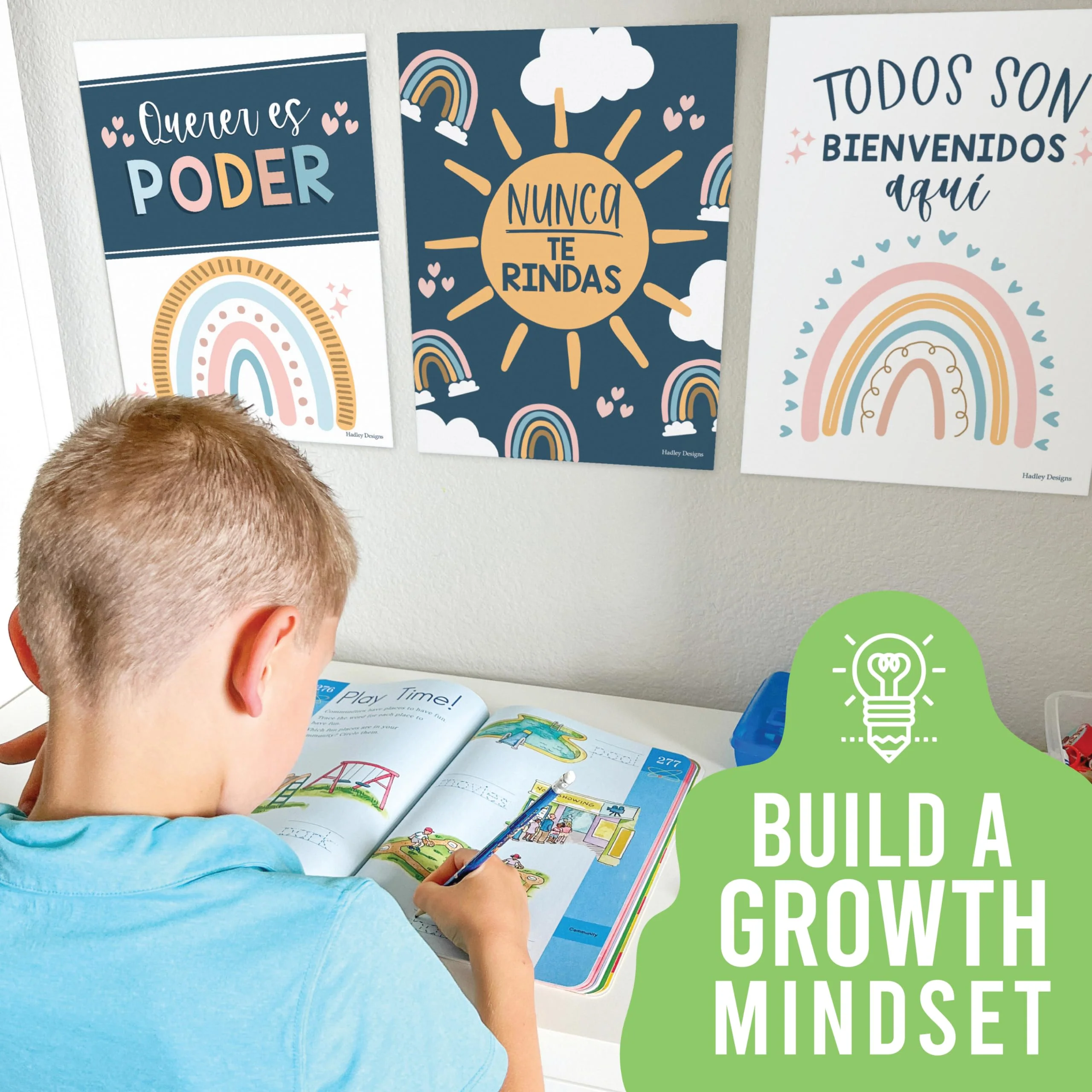 Boho Rainbow Spanish Motivational Classroom Posters - Image 8