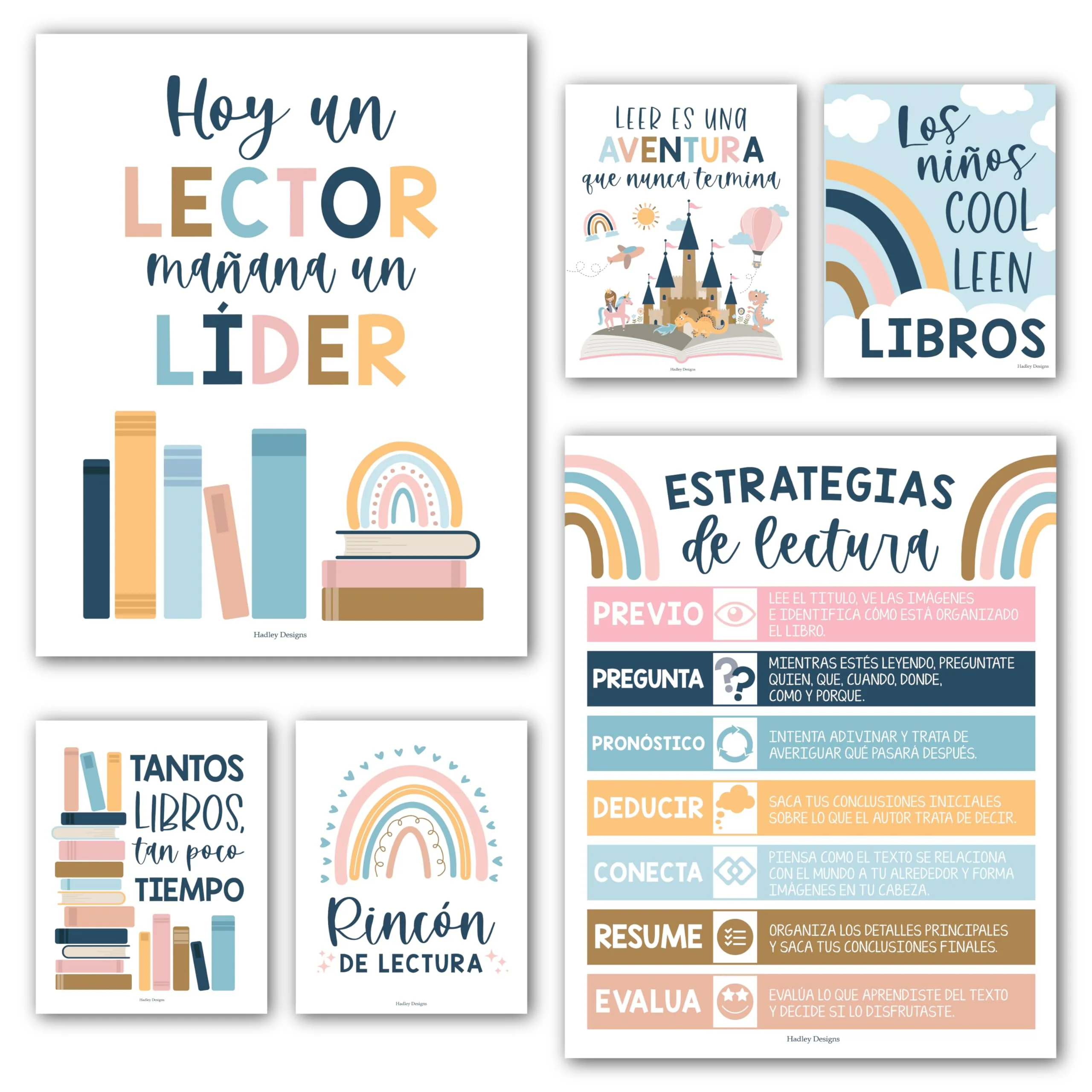 Boho Rainbow  Spanish Reading Posters