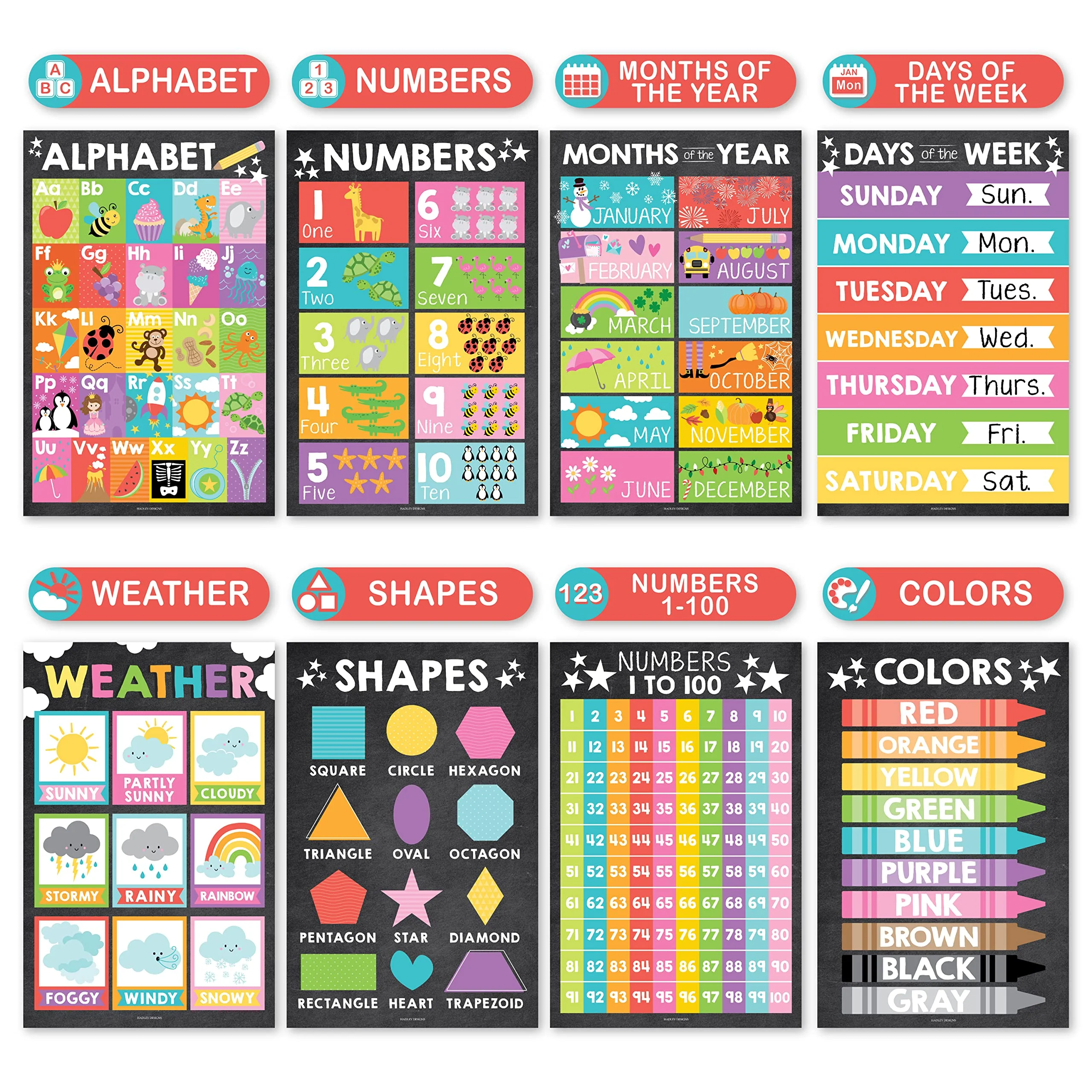 Preschool Head Start Kit, Chalkboard 16 Poster Pack - Image 6