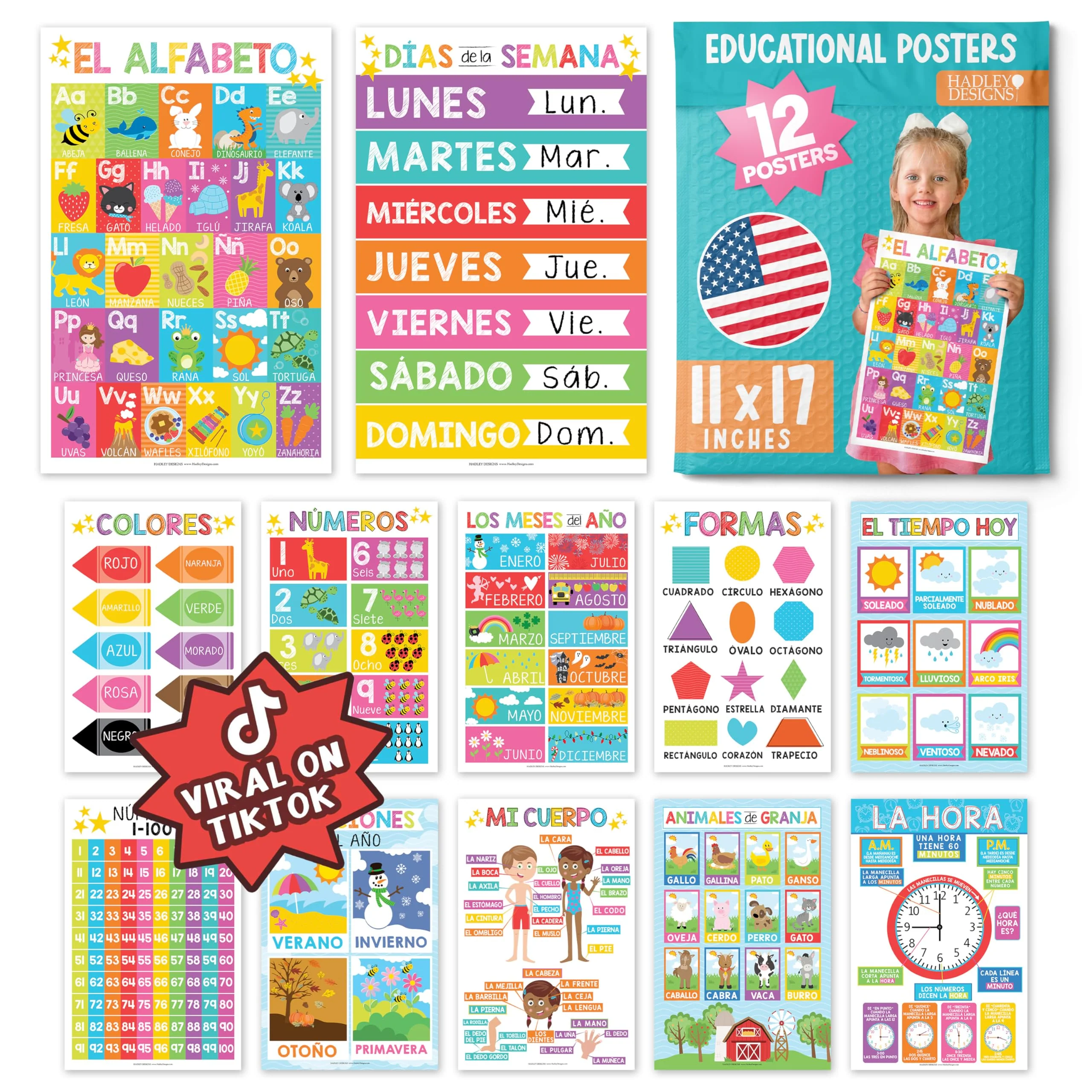Colorful Spanish Educational Posters