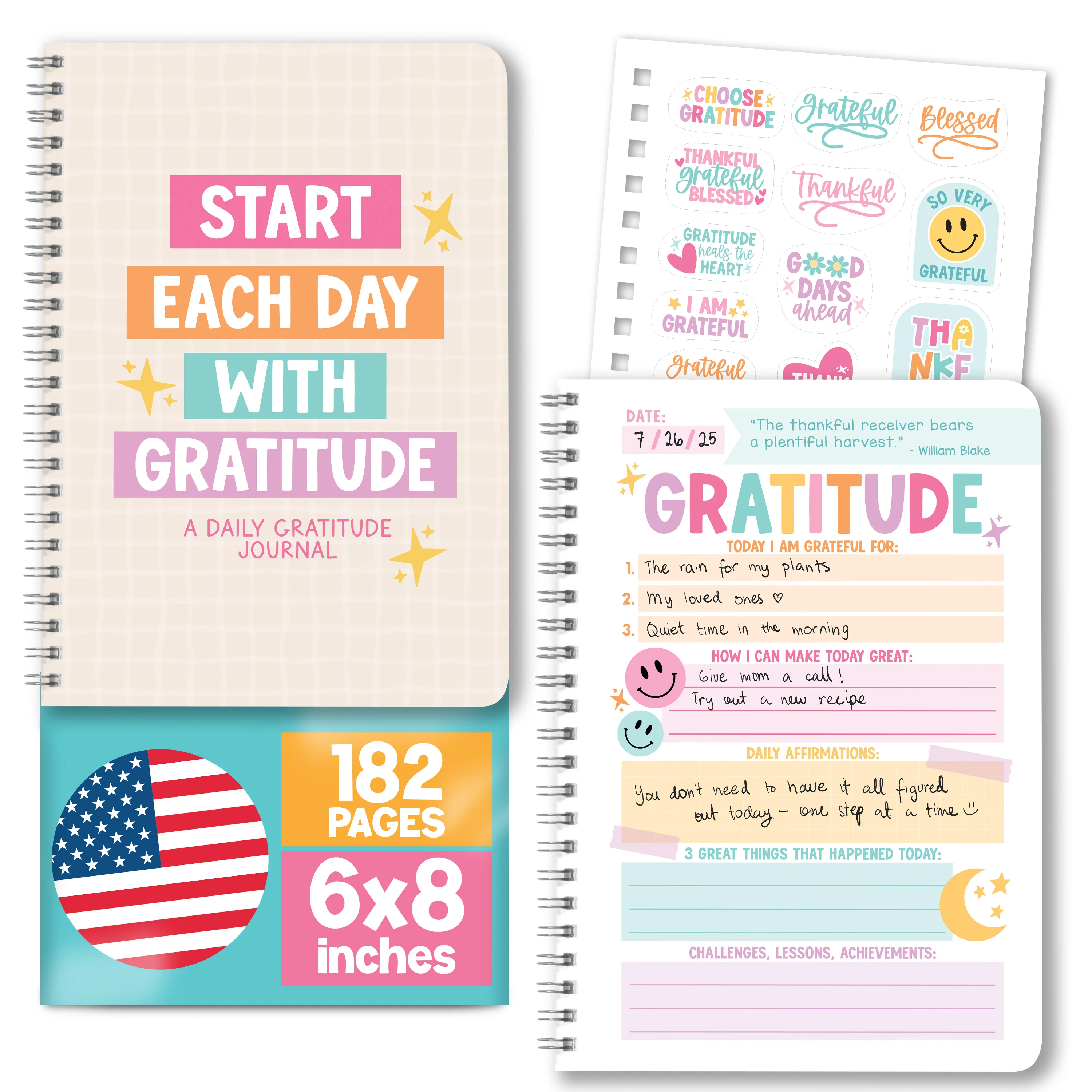 Gratitude Journal for Women - Daily Guided Journal with Prompts, Gratefulness Notebook -  Beige