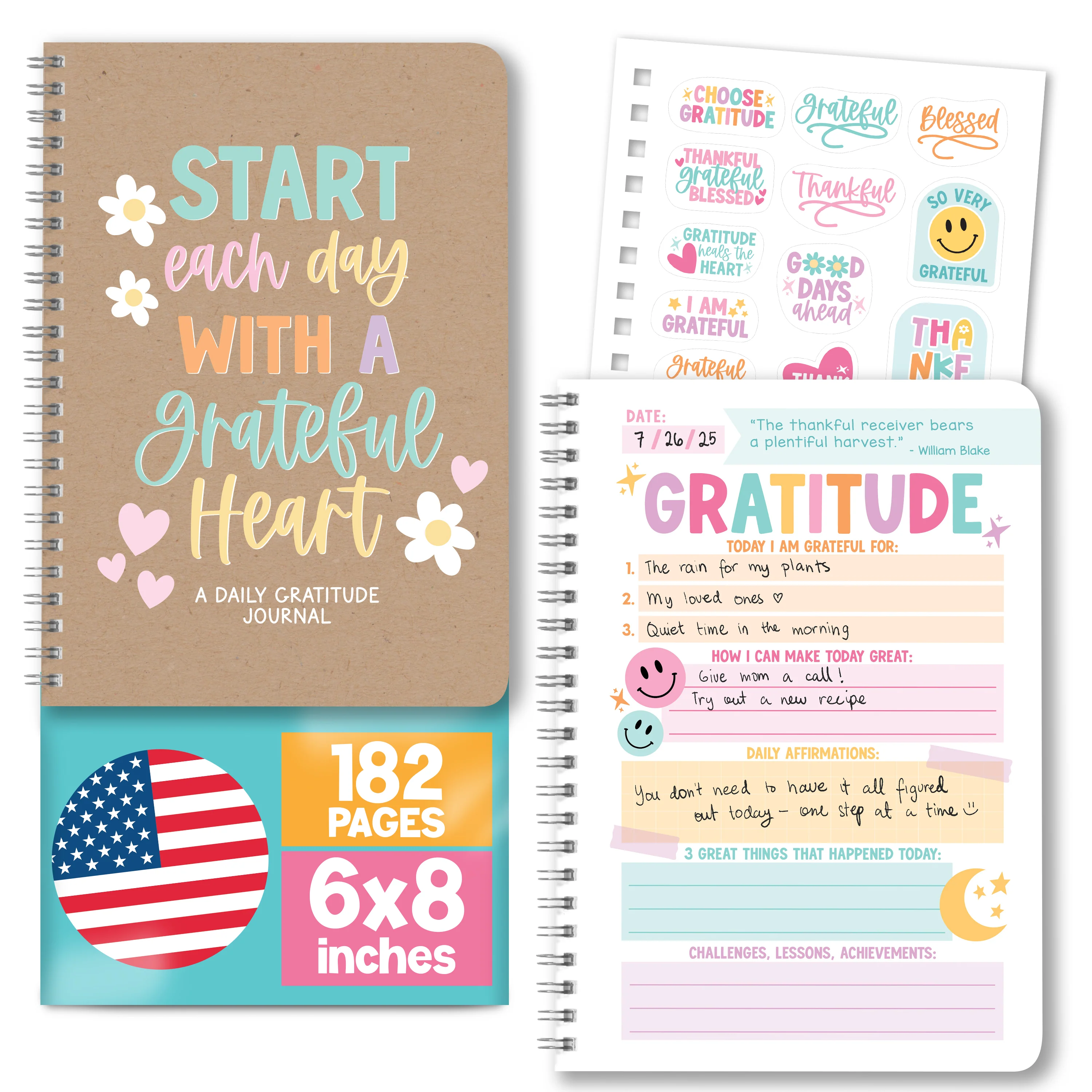 Gratitude Journal for Women - Daily Guided Journal with Prompts, Gratefulness Notebook -  Kraft