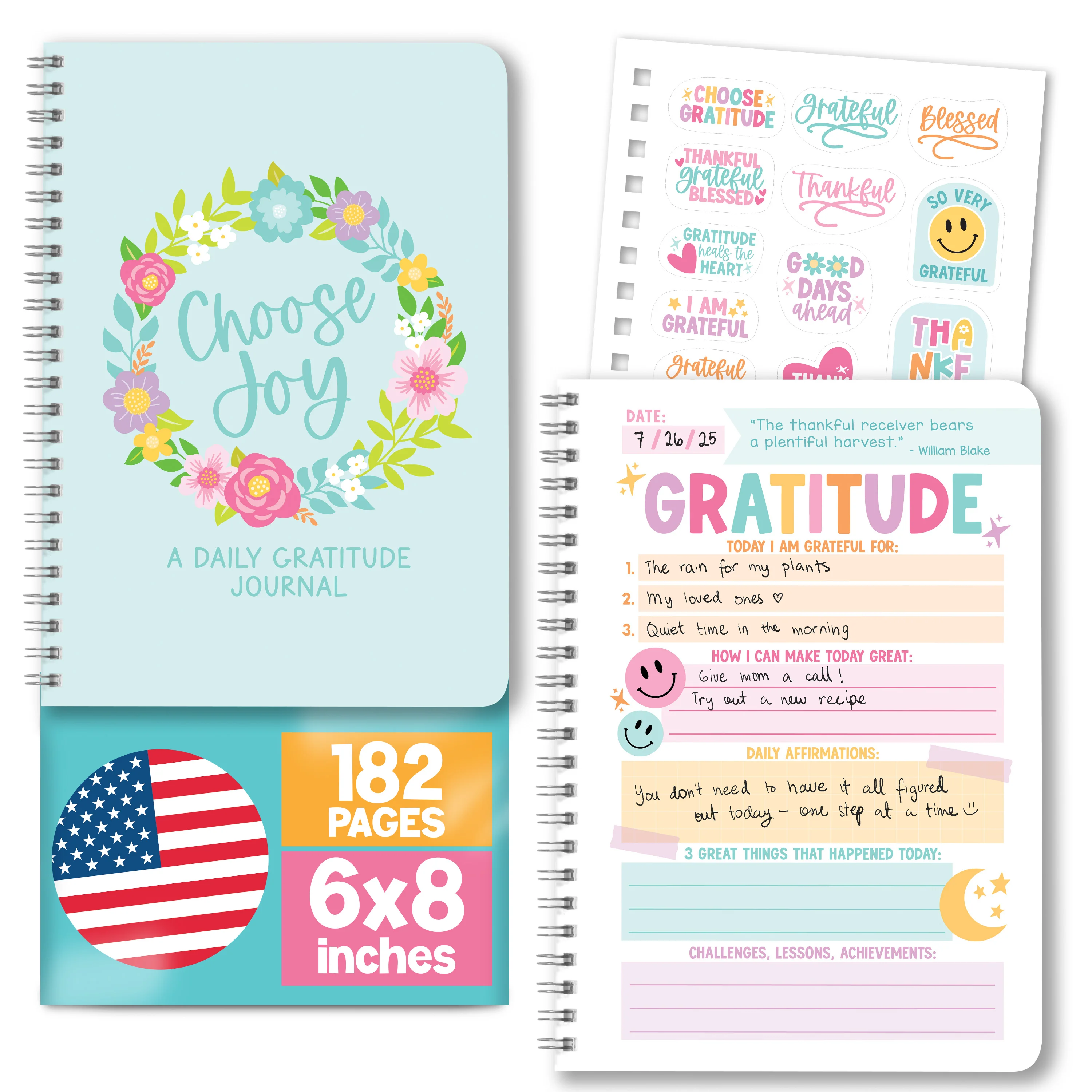 Gratitude Journal for Women - Daily Guided Journal with Prompts, Gratefulness Notebook -  Teal