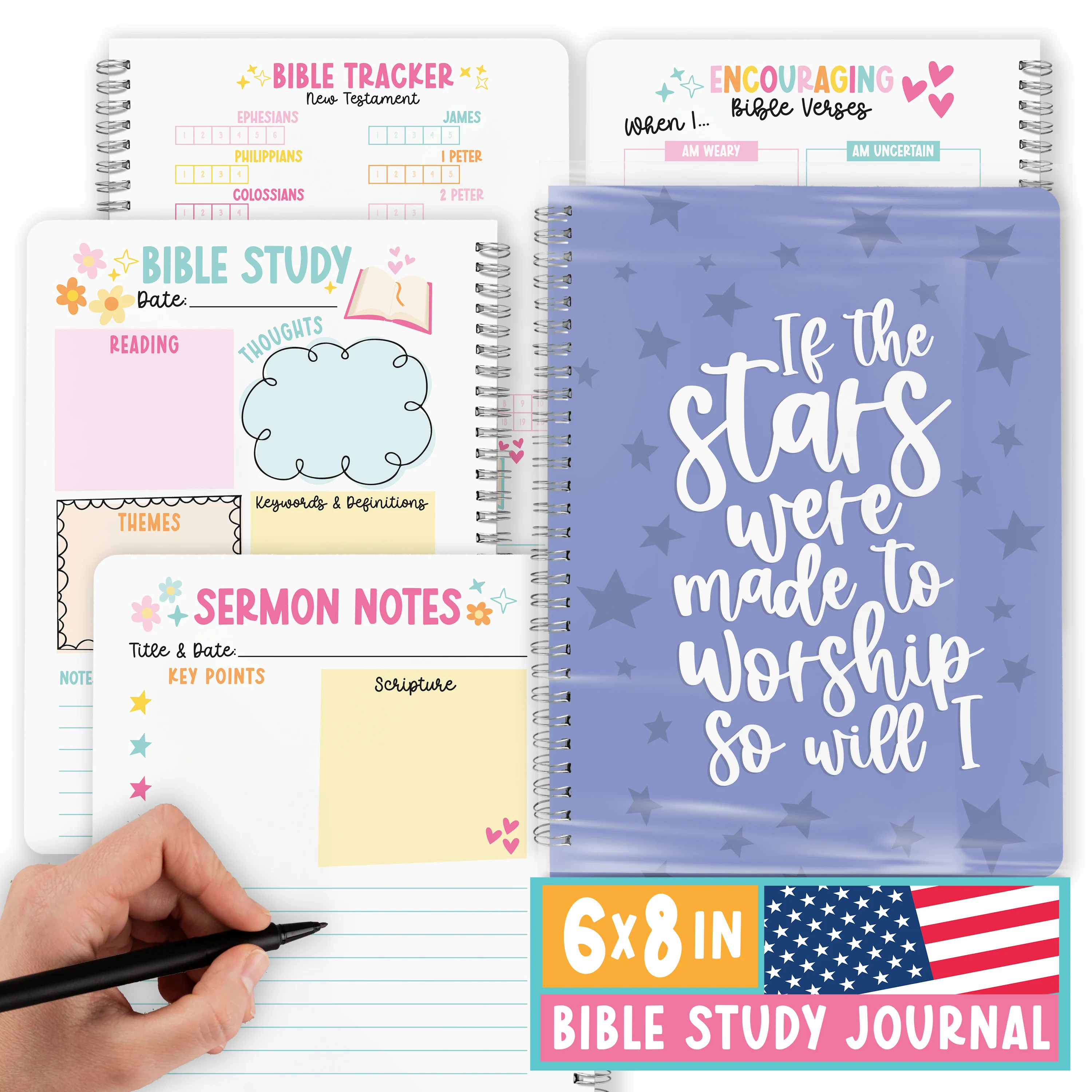 Guided Bible Study Journal for Women & Men - Church Notes & Christian Gifts, Faith Planner - Purple