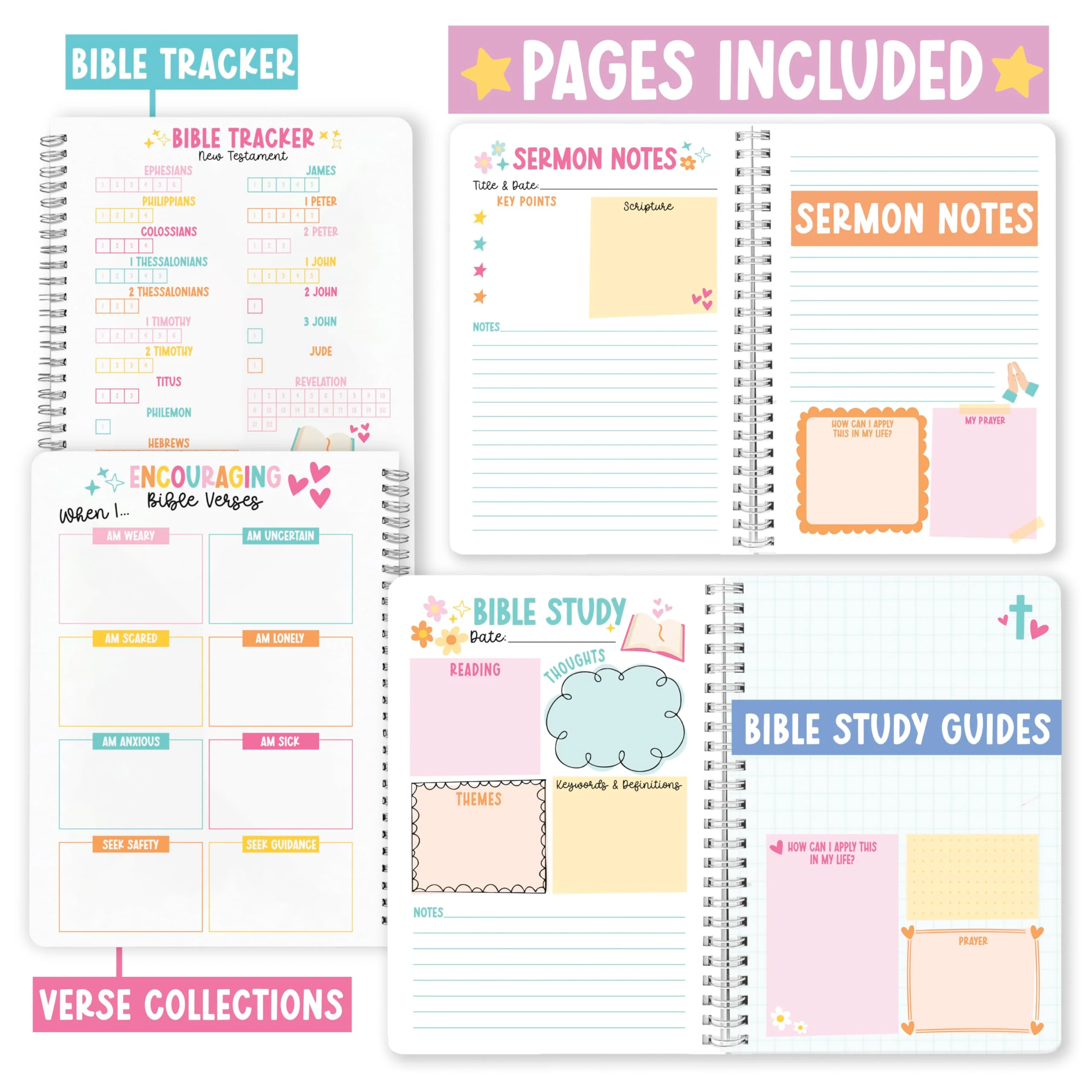 Guided Bible Study Journal for Women & Men - Church Notes & Christian Gifts, Faith Planner - Doodle - Image 3