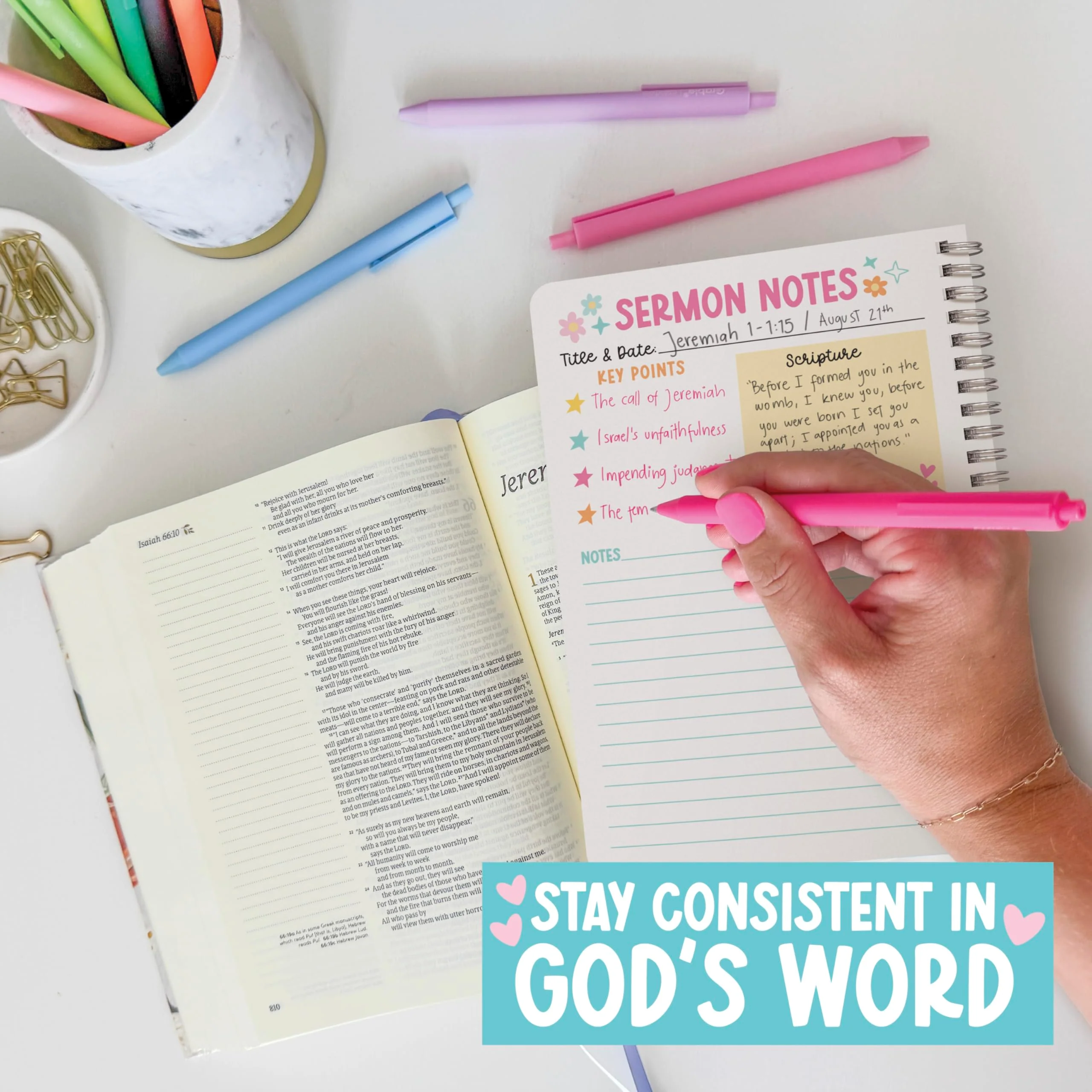 Guided Bible Study Journal for Women & Men - Church Notes & Christian Gifts, Faith Planner - Kraft - Image 6
