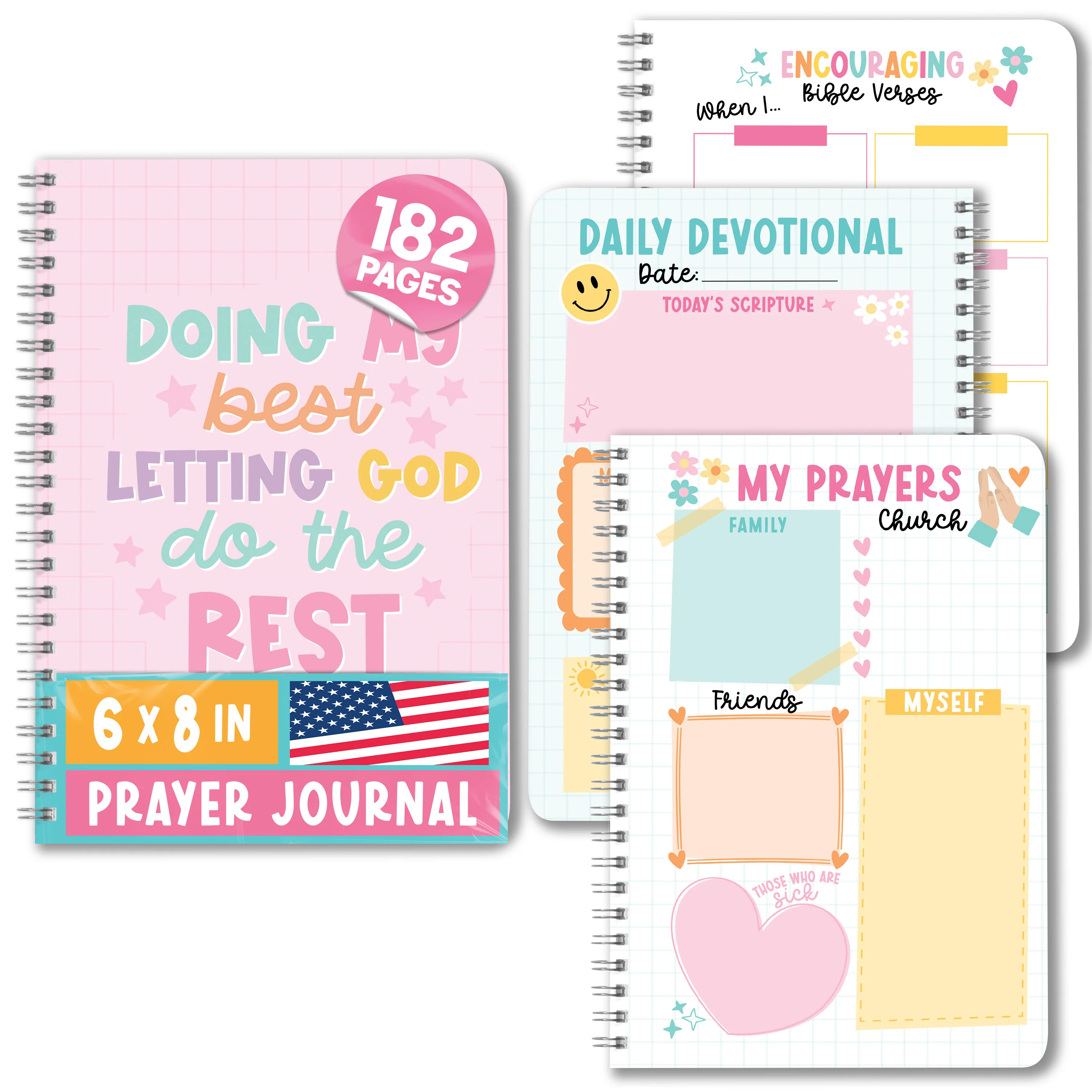 Guided Prayer Journal for Women - Daily Devotional Notebook, Bible Journaling, Beige Religious Gifts & Men's Devotional Journal - Pink