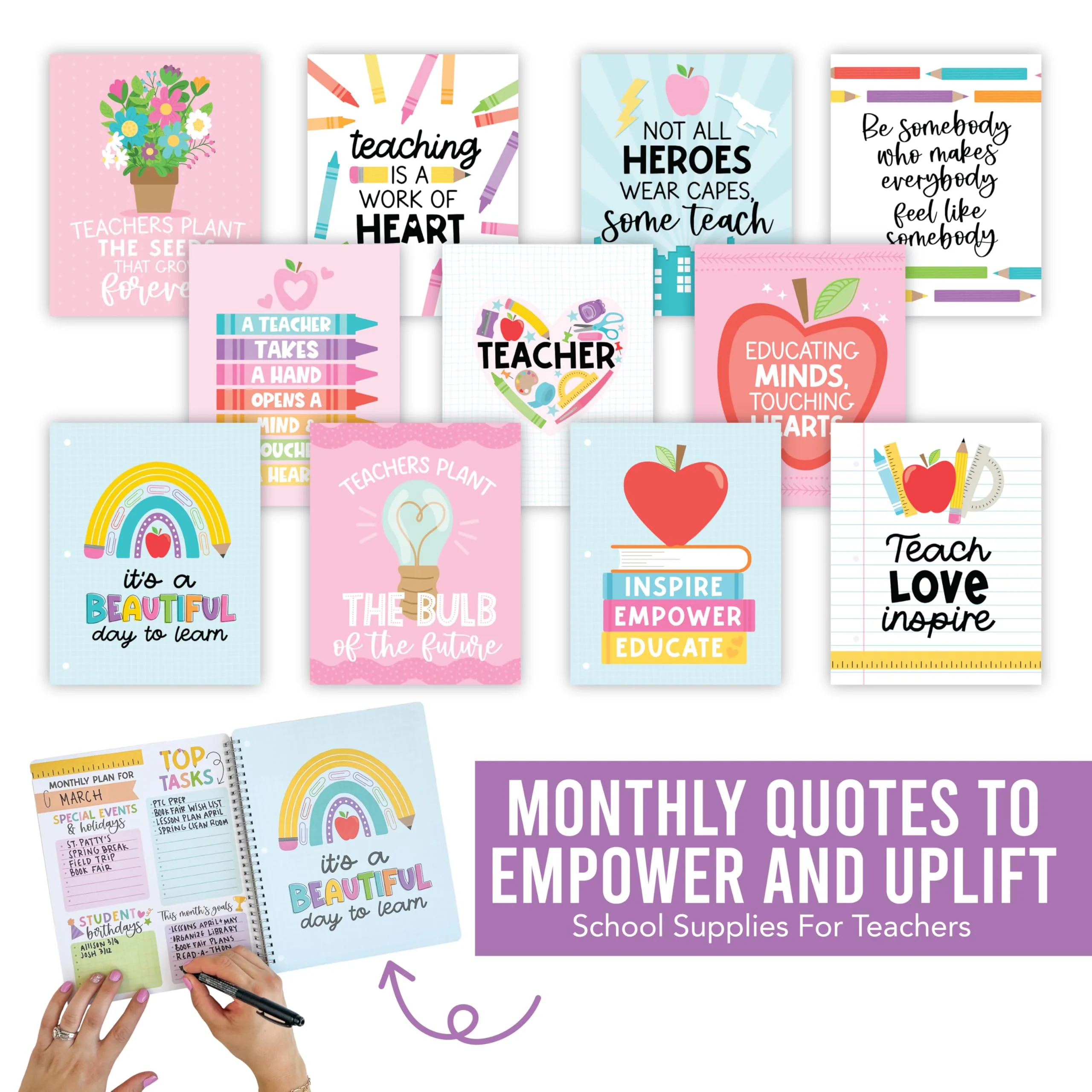 Hadley Designs Teacher Planner 2026-2027 - Undated Teacher Planners, Homeschool Lesson Planner Book for Teachers Must Haves, Lesson Plan Book For Teachers Classroom Supplies & Appreciation Gifts - Image 4