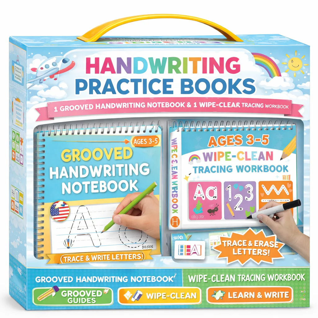 Handwriting Practice Books Kids 3-5 | Reusable Magic Ink Tracing Workbook | Preschool Kindergarten Ready