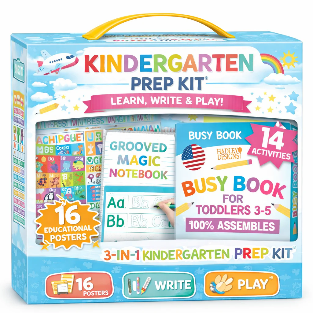 Kindergarten Prep Kit | Preschool Learning Toys 3-5 | Homeschool Toddler Activities Bundle Gift