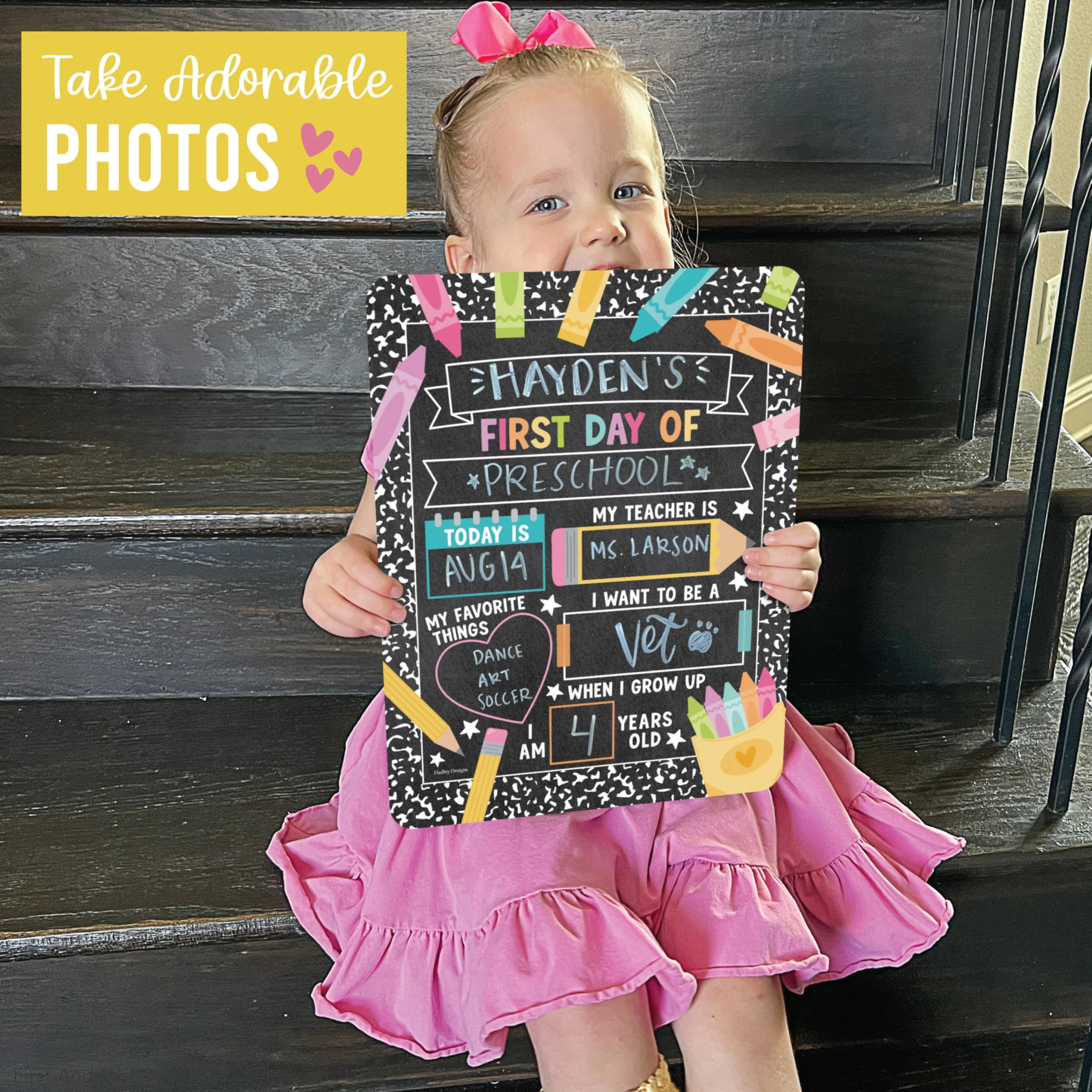 My Last Day of School Sign with Markers -11x14 Back to School Signs First and Last Day, Kindergarten Chalkboard Signs, Pre K Sign Board, Preschool Board, Reusable Photo Prop for Kids - Image 5