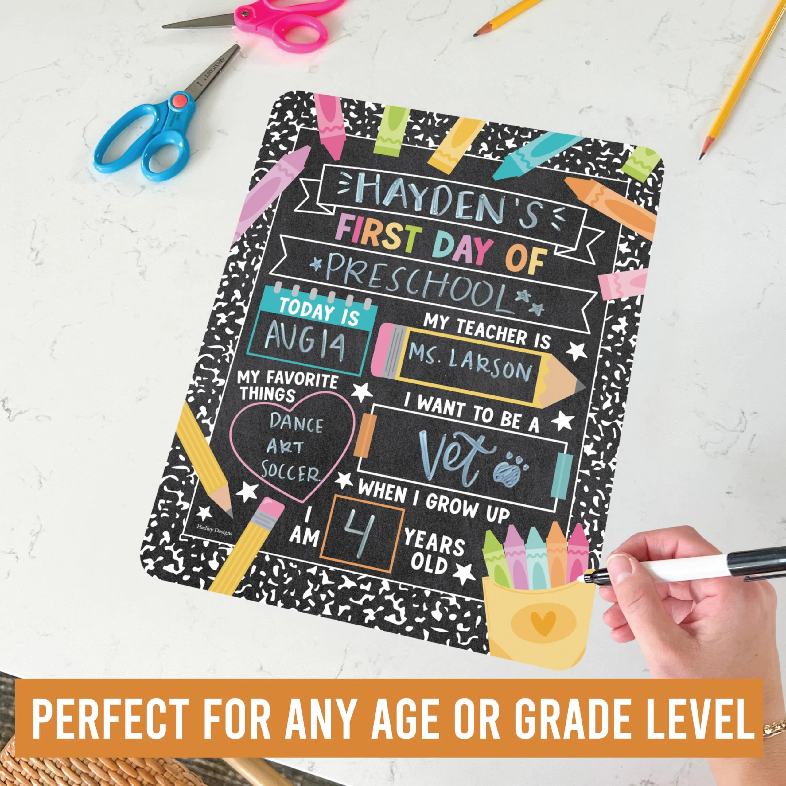 My Last Day of School Sign with Markers -11x14 Back to School Signs First and Last Day, Kindergarten Chalkboard Signs, Pre K Sign Board, Preschool Board, Reusable Photo Prop for Kids - Image 7