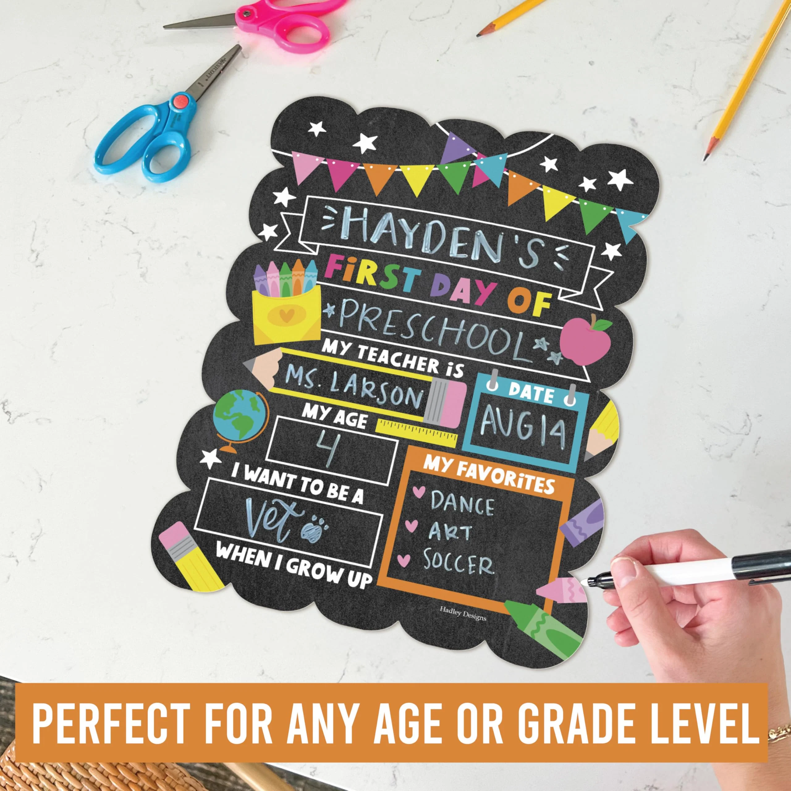 My Last Day of School Sign with Markers -11x14 Back to School Signs First and Last Day, Kindergarten Chalkboard Signs, Pre K Sign Board, Preschool Board, Reusable Photo Prop for Kids - Image 7