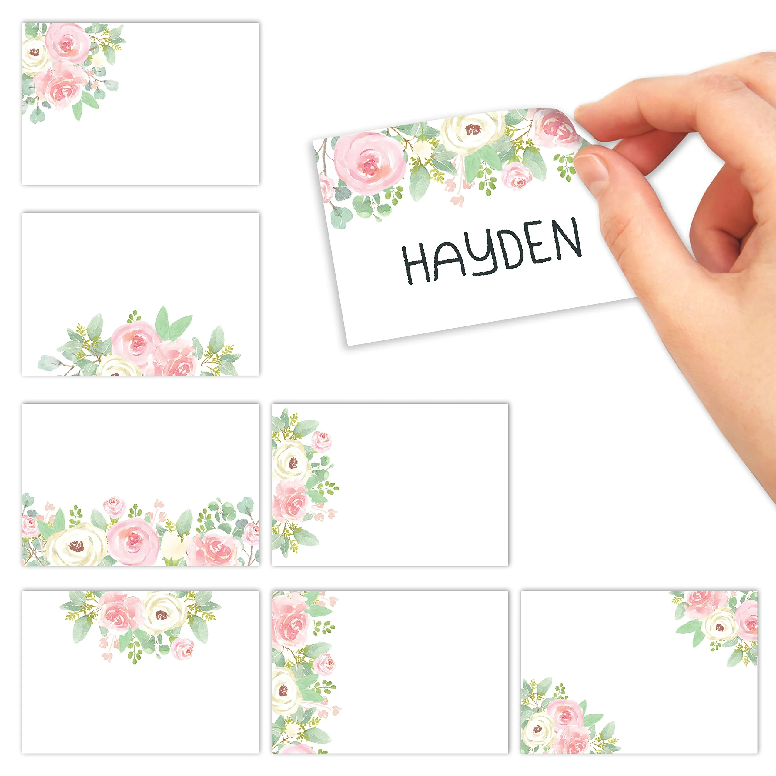 Floral Name Tag Stickers: Pack of 56