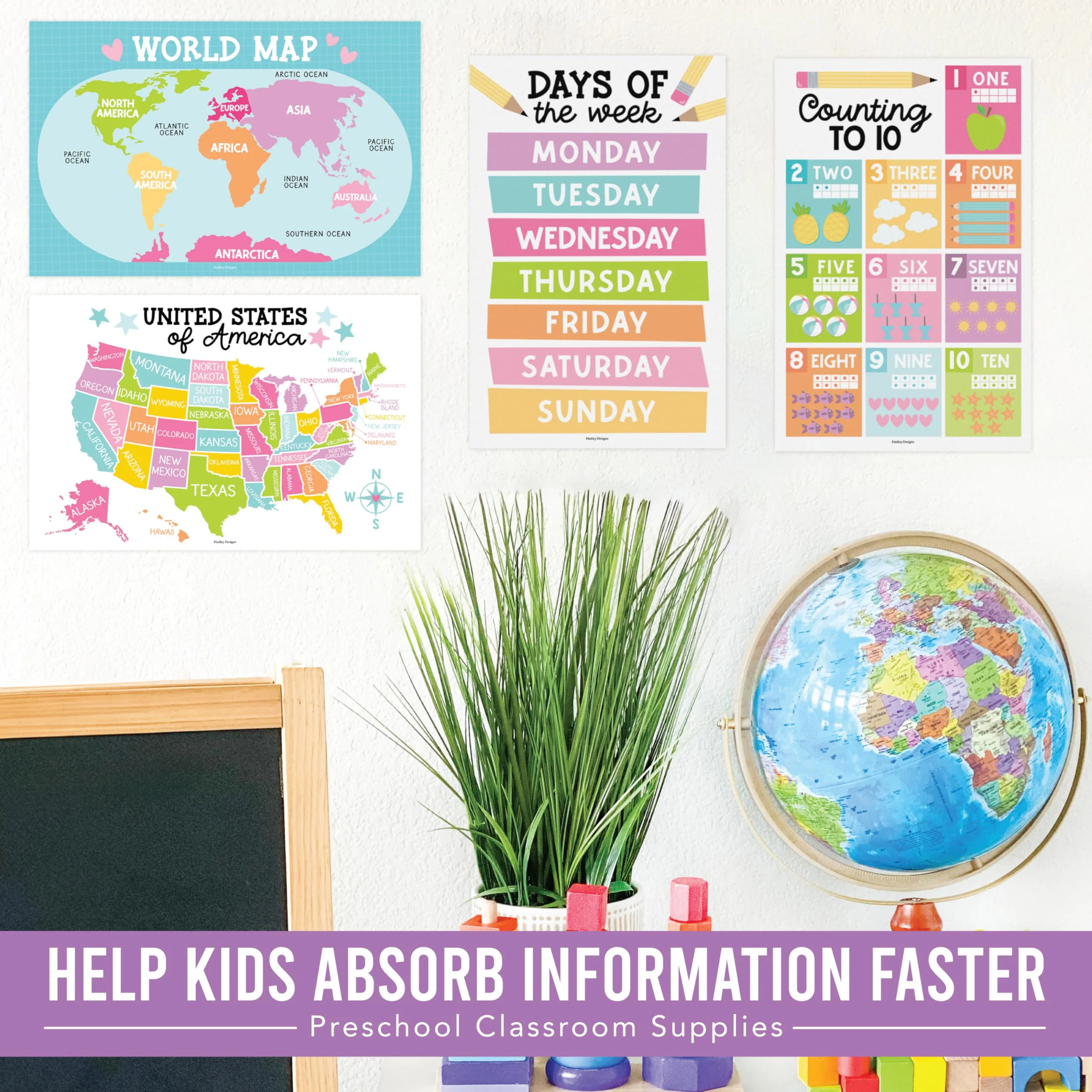 Preschool Head Start Kit, Colorful Pastel 16 Poster Pack - Image 6