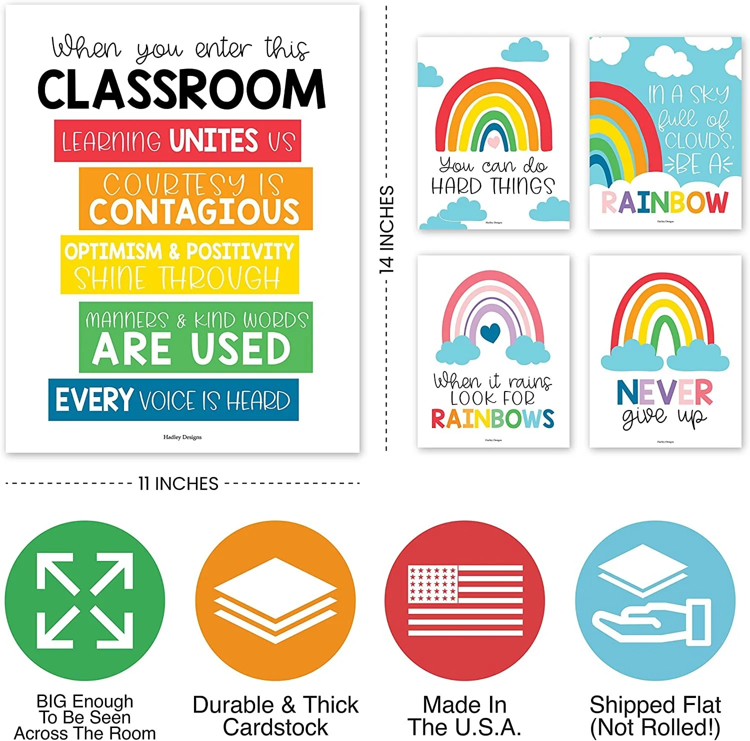 Motivational Classroom Posters, Colorful Pack of 9 - Image 3