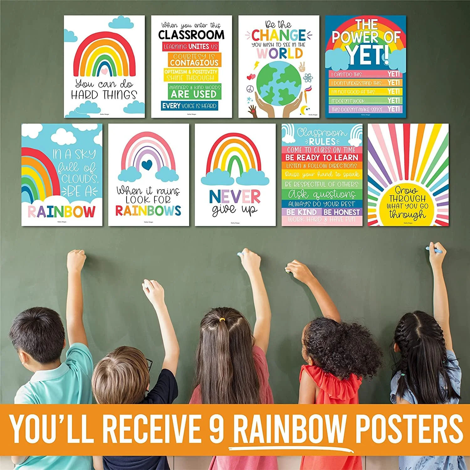 Motivational Classroom Posters, Colorful Pack of 9 - Image 4