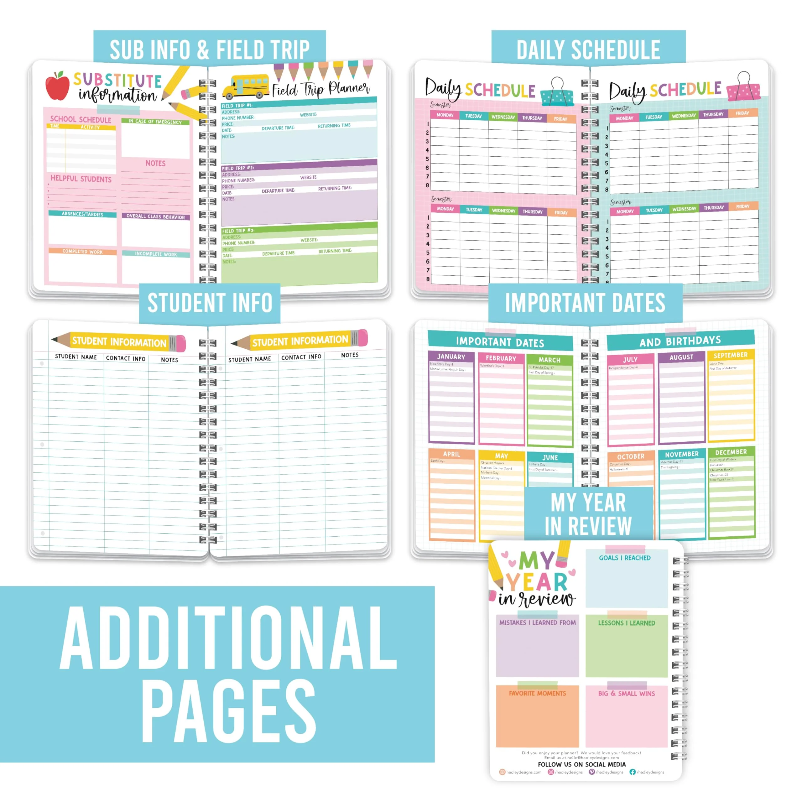 Undated Teacher Planner, Colorful Theme - Image 4
